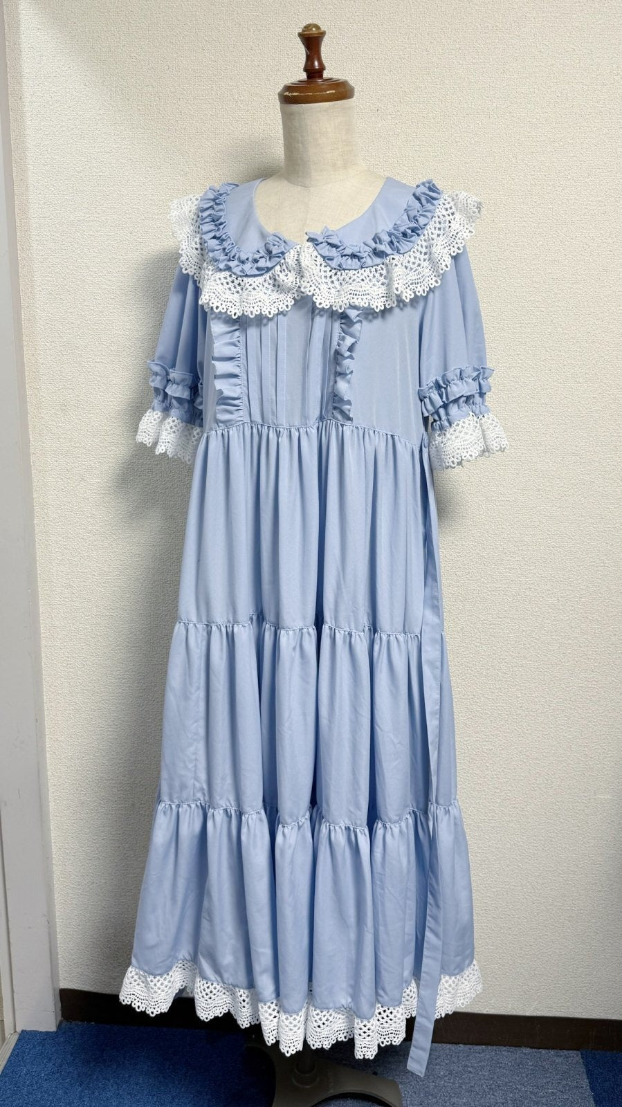 【Physical Drop】フィジカルドロップ レース衿付きティアードOP【水色】