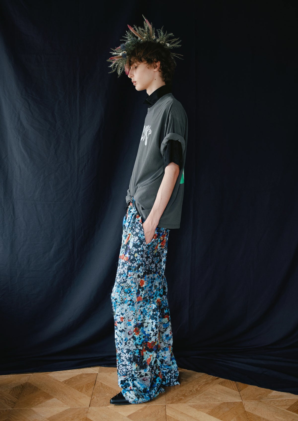 【New Rose】★예약 접수 중★FLOWER PATCHWORK PANTS