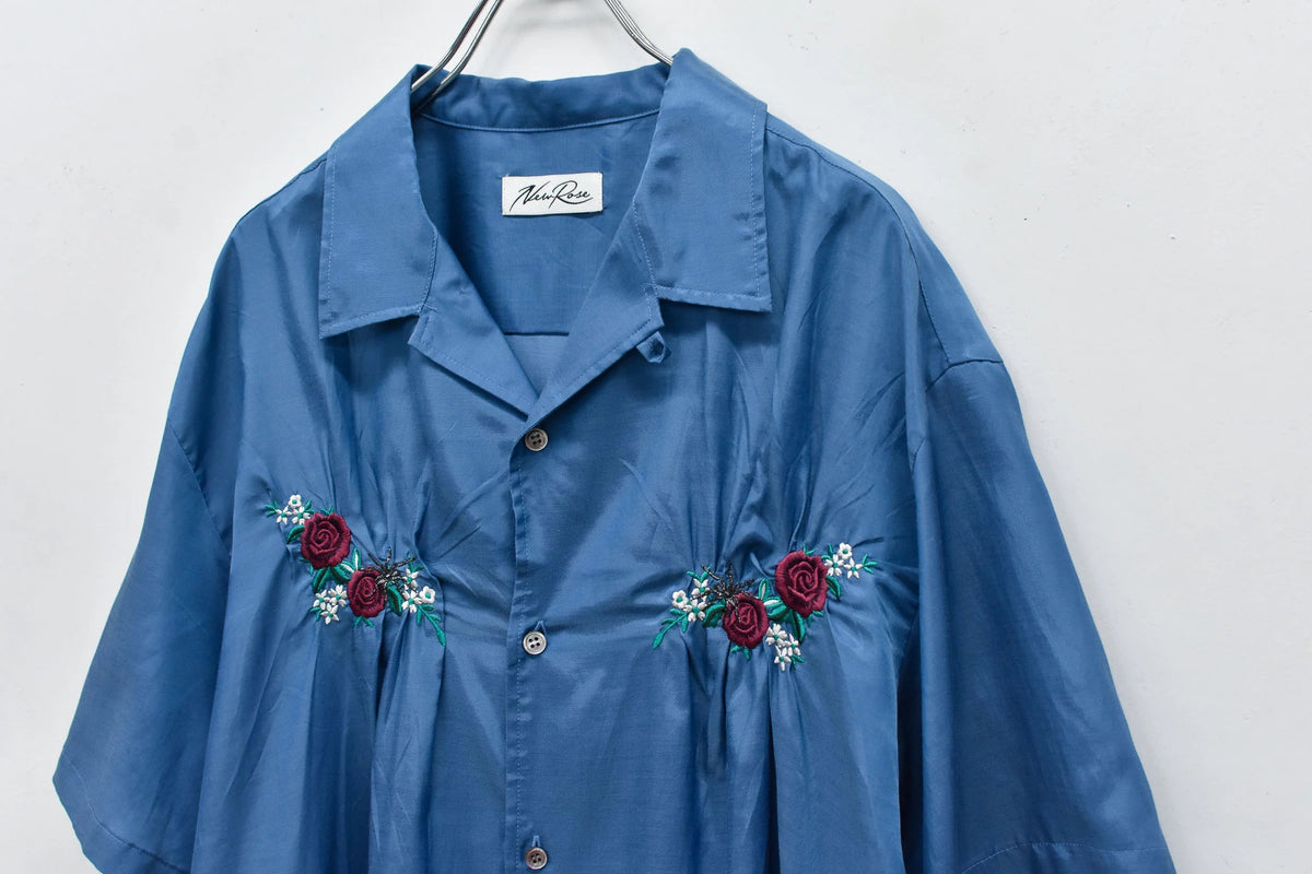 【New Rose】 Embroidery Wrinklework Shirt