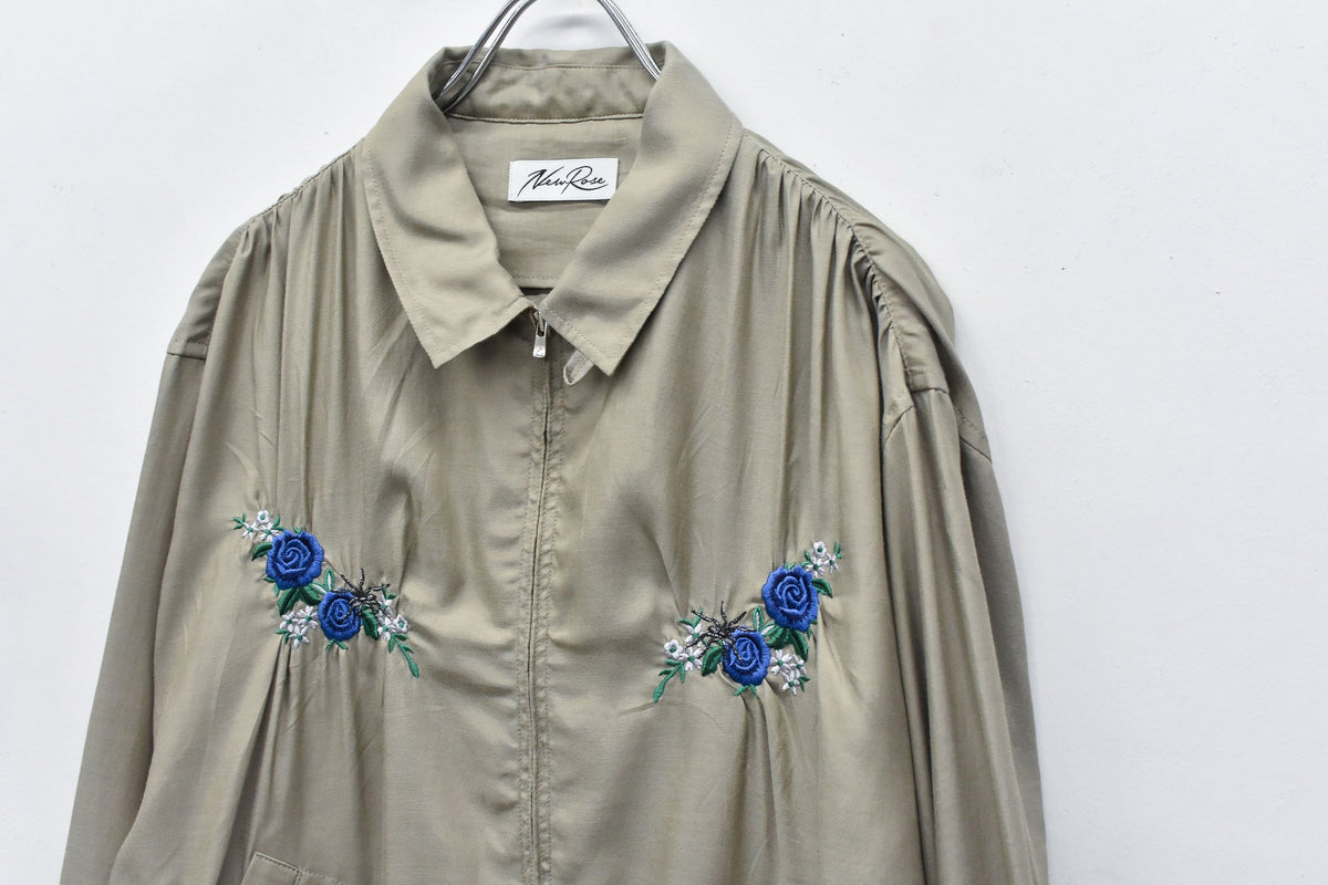【New Rose】 Embroidery Wrinklework Blouson