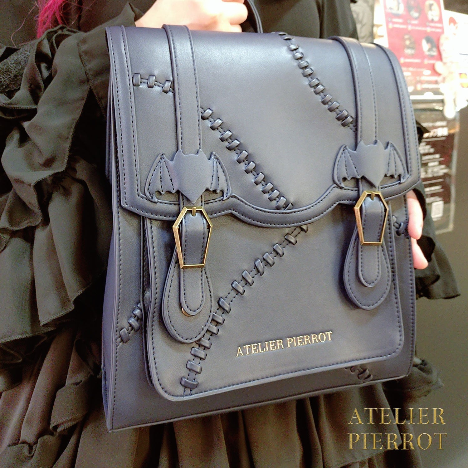 【ATELIER PIERROT】 “Nocturnal Grave”Mended Satchel ボルドー/ネイビー/ブラック