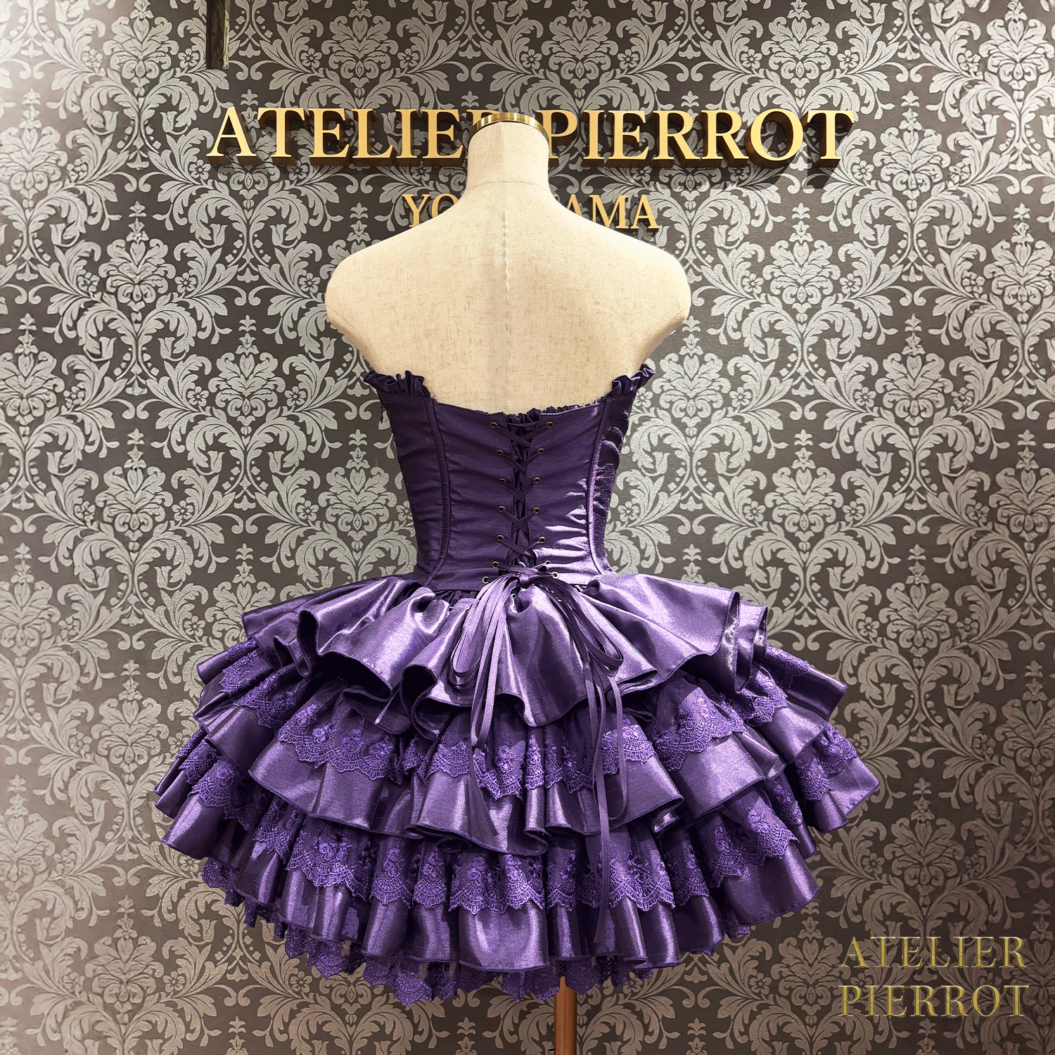 【ATELIER PIERROT】 ミニコルセットワンピース ホワイト/ピンク/サックス/パープル/グリーン/ネイビー/ブラック×ホワイト/ブラック