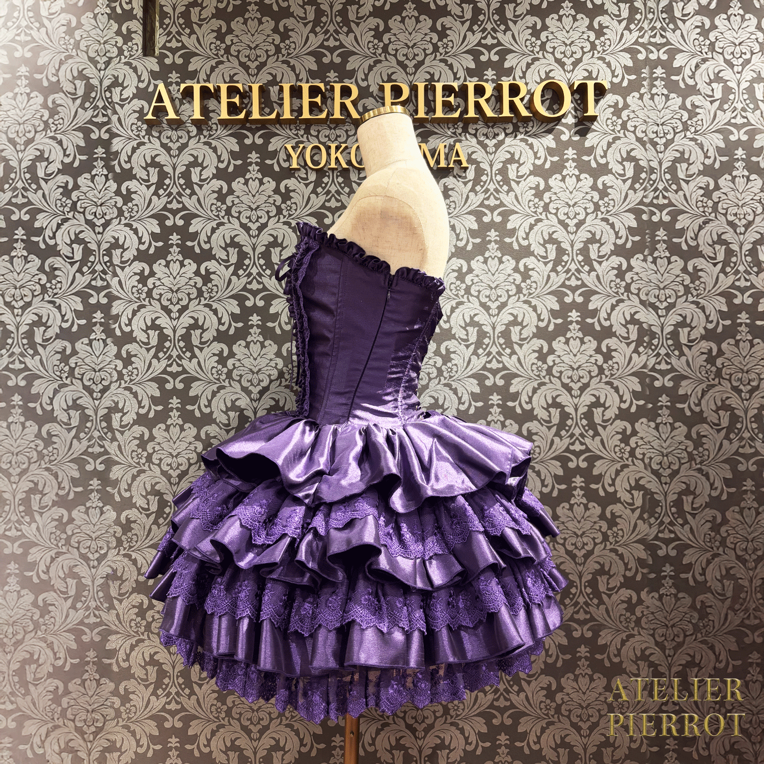 【ATELIER PIERROT】 Vestido mini corsé, blanco/rosa/saxofón/púrpura/verde/azul marino/negro x blanco/negro★Período de pedido hasta el domingo 5 de octubre★