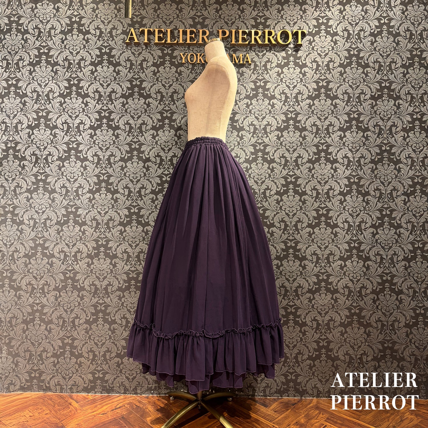 【ATELIER PIERROT】玫瑰裙长白色/波尔多/紫色/黑色