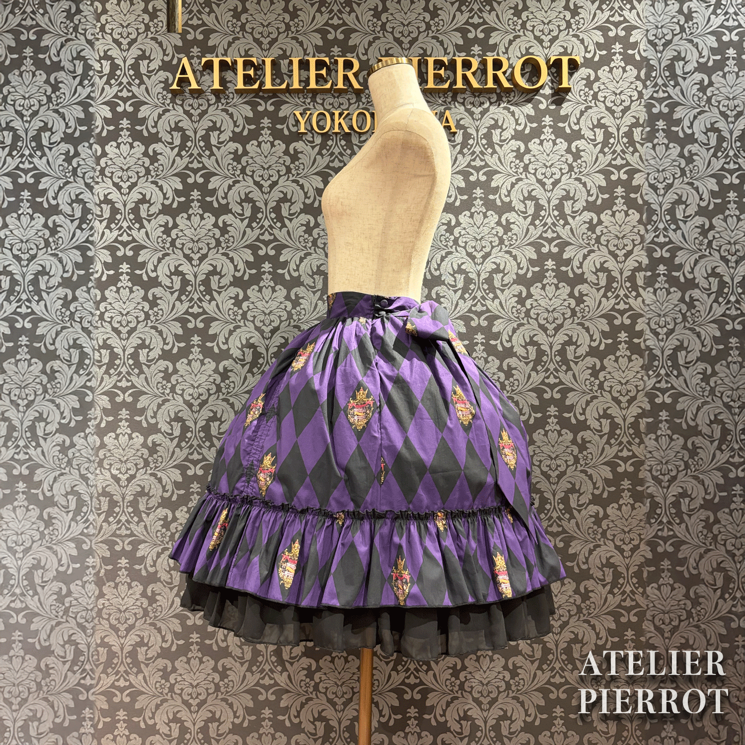 【ATELIER PIERROT“Diamond Circus”Skirt白×白/酒/紫/绿/黑×白