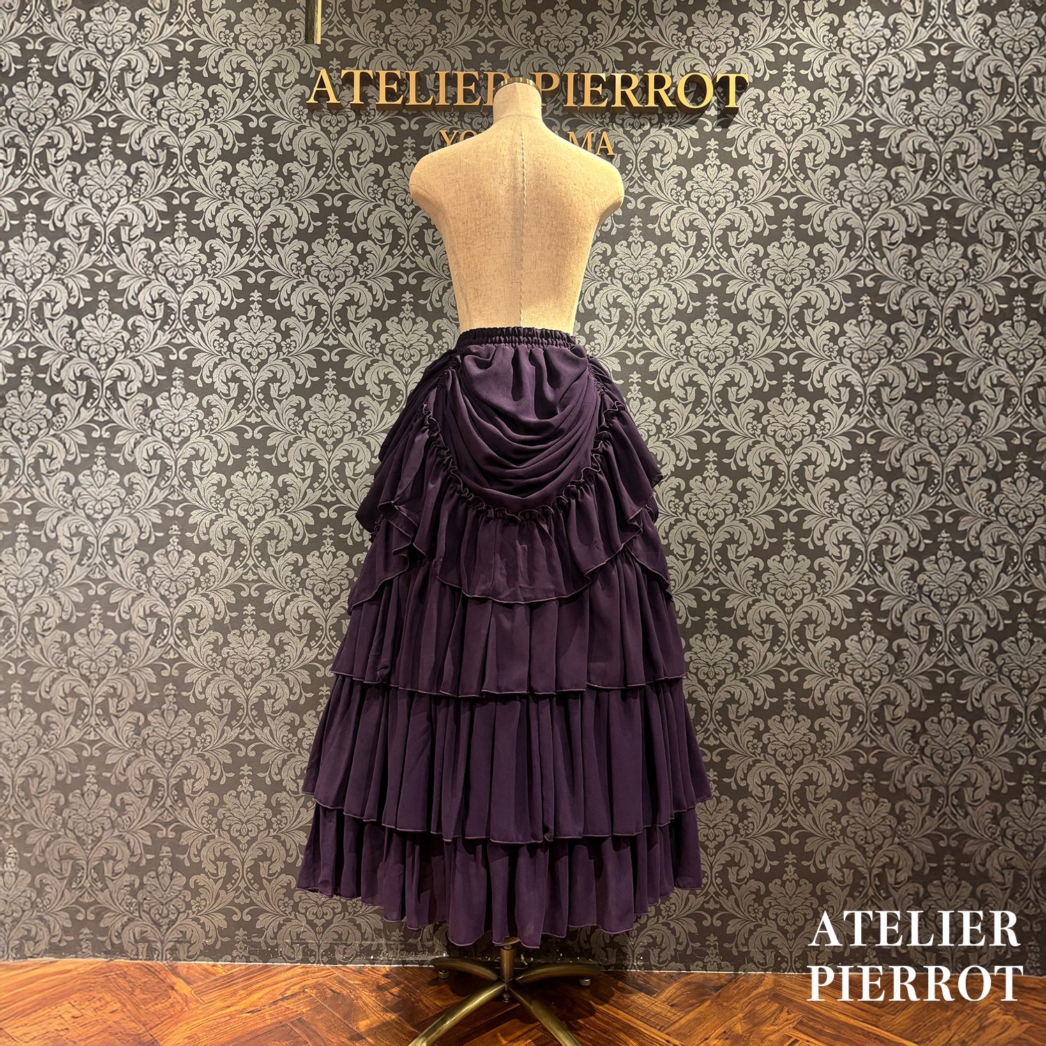 【ATELIER PIERROT】玫瑰裙长白色/波尔多/紫色/黑色