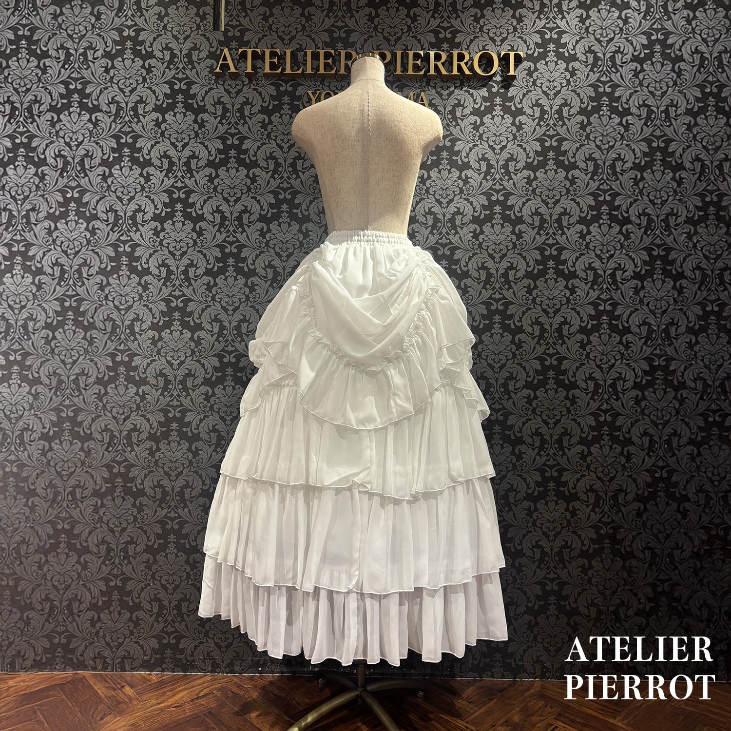【ATELIER PIERROT】バッスルスカート ロング ホワイト/ボルドー/パープル/ブラック★ご予約受付中★