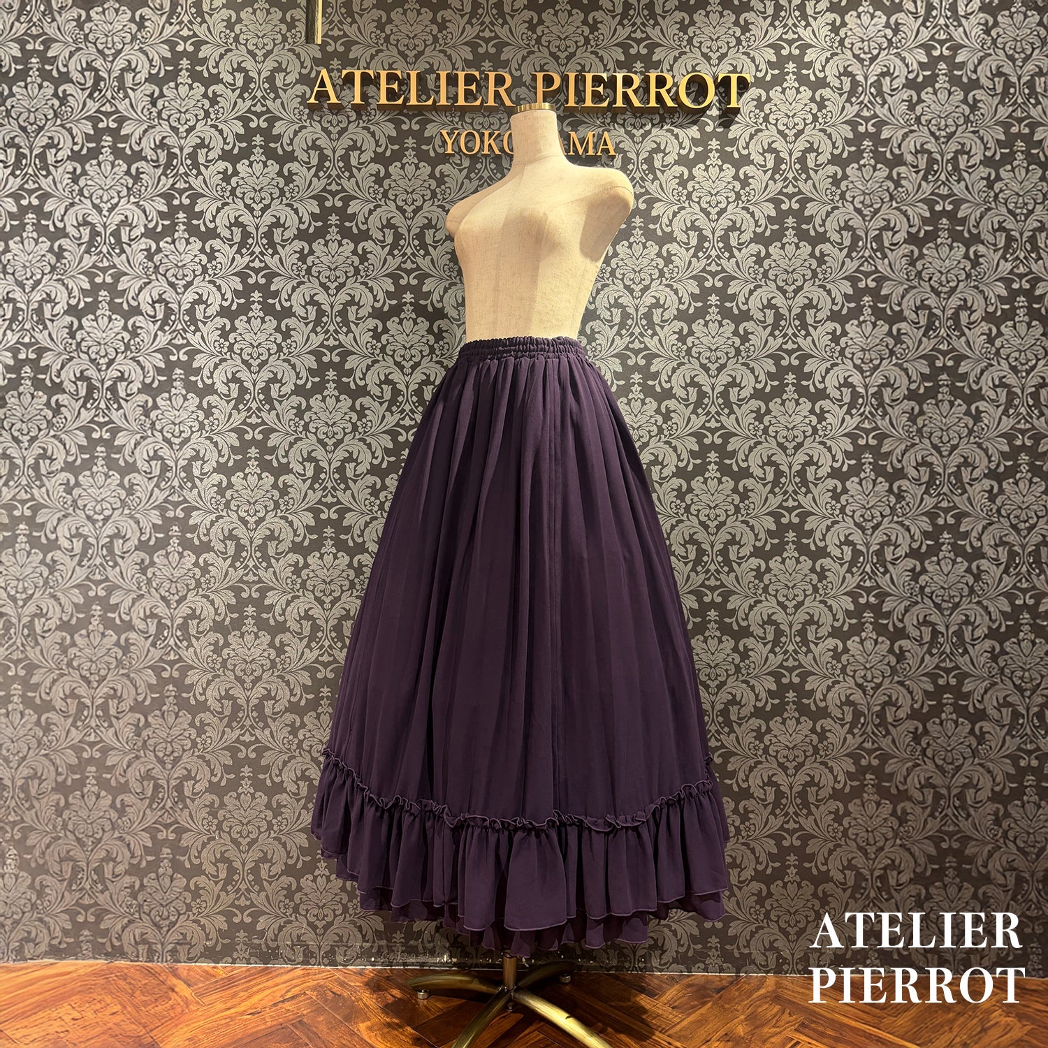 【ATELIER PIERROT】玫瑰裙长白色/波尔多/紫色/黑色