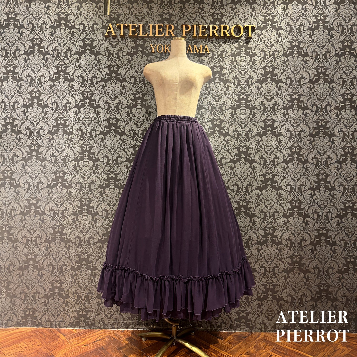 【ATELIER PIERROT】玫瑰裙长白色/波尔多/紫色/黑色