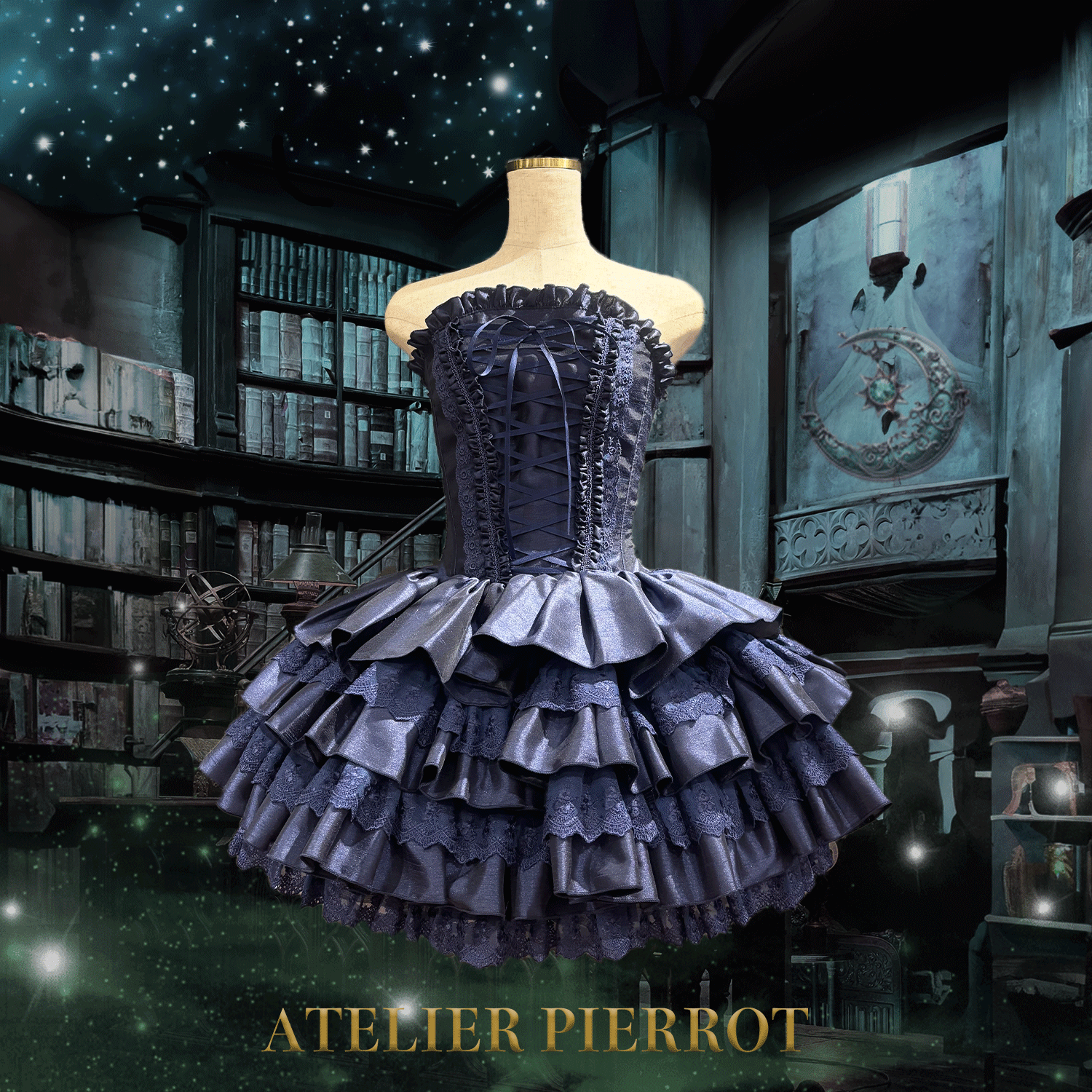 【ATELIER PIERROT】 Vestido mini corsé, blanco/rosa/saxofón/púrpura/verde/azul marino/negro x blanco/negro★Período de pedido hasta el domingo 5 de octubre★