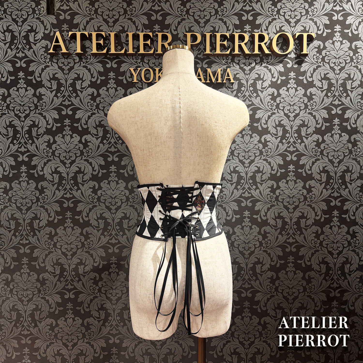 【ATELIER PIERROT】 "Diamond Circus" Corset 白×黒/ワイン/パープル/グリーン