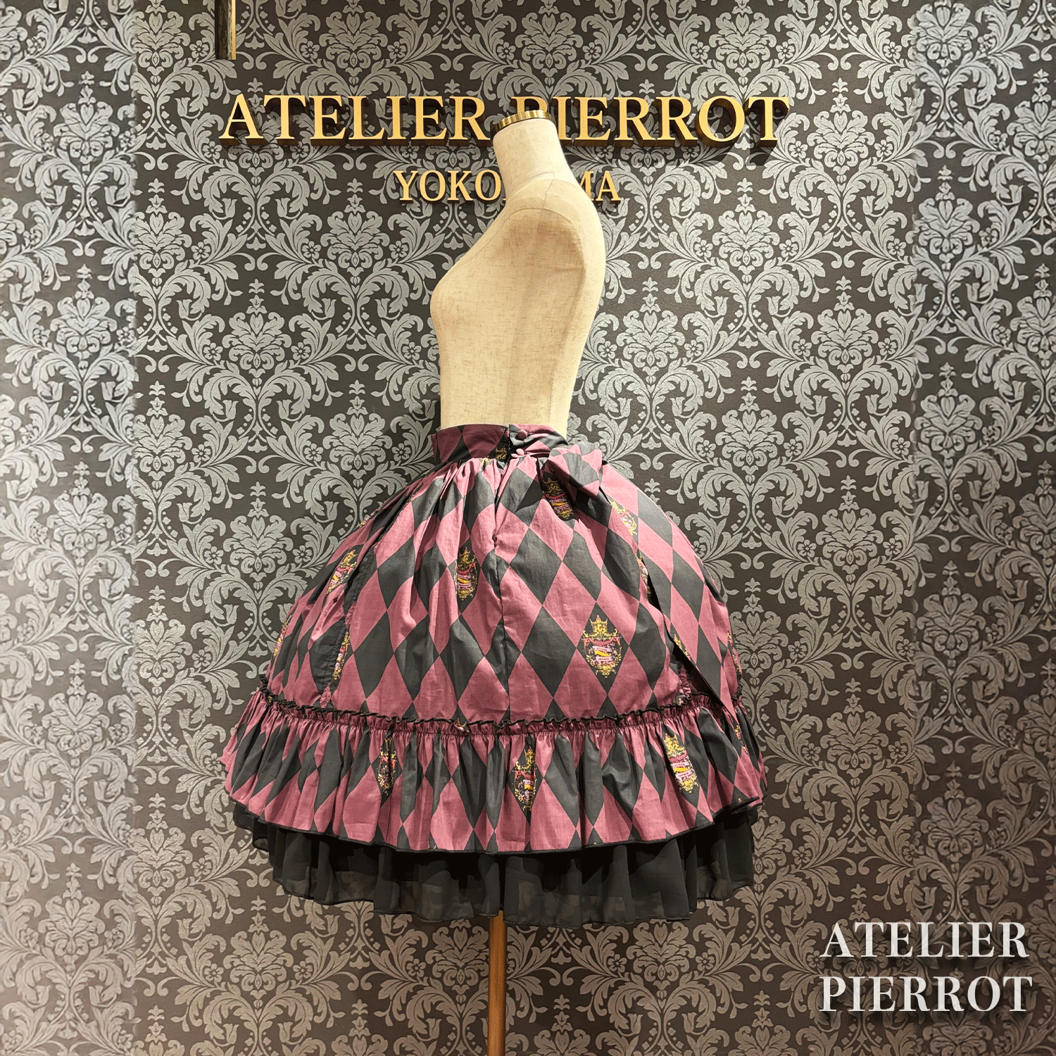 【ATELIER PIERROT“Diamond Circus”Skirt白×白/酒/紫/绿/黑×白