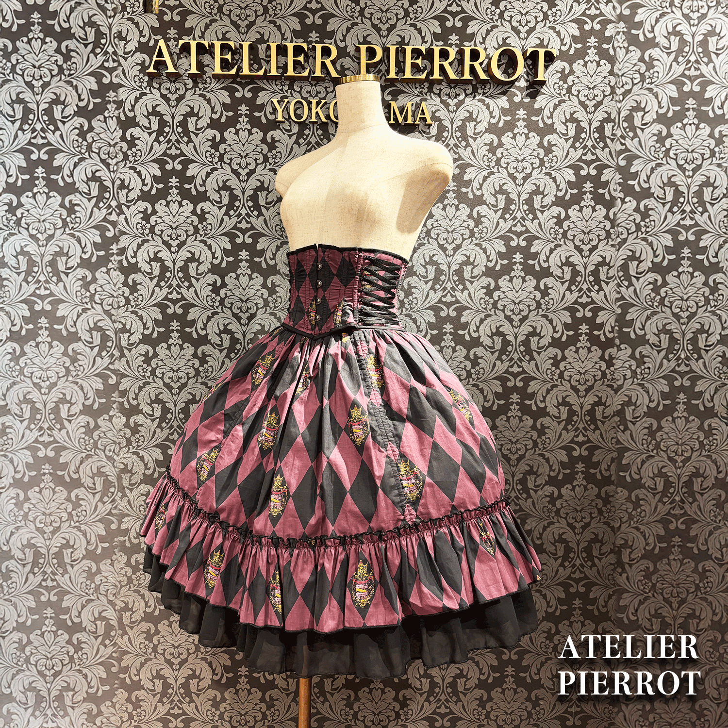 【ATELIER PIERROT】 "Diamond Circus" Corset 白×黒/ワイン/パープル/グリーン