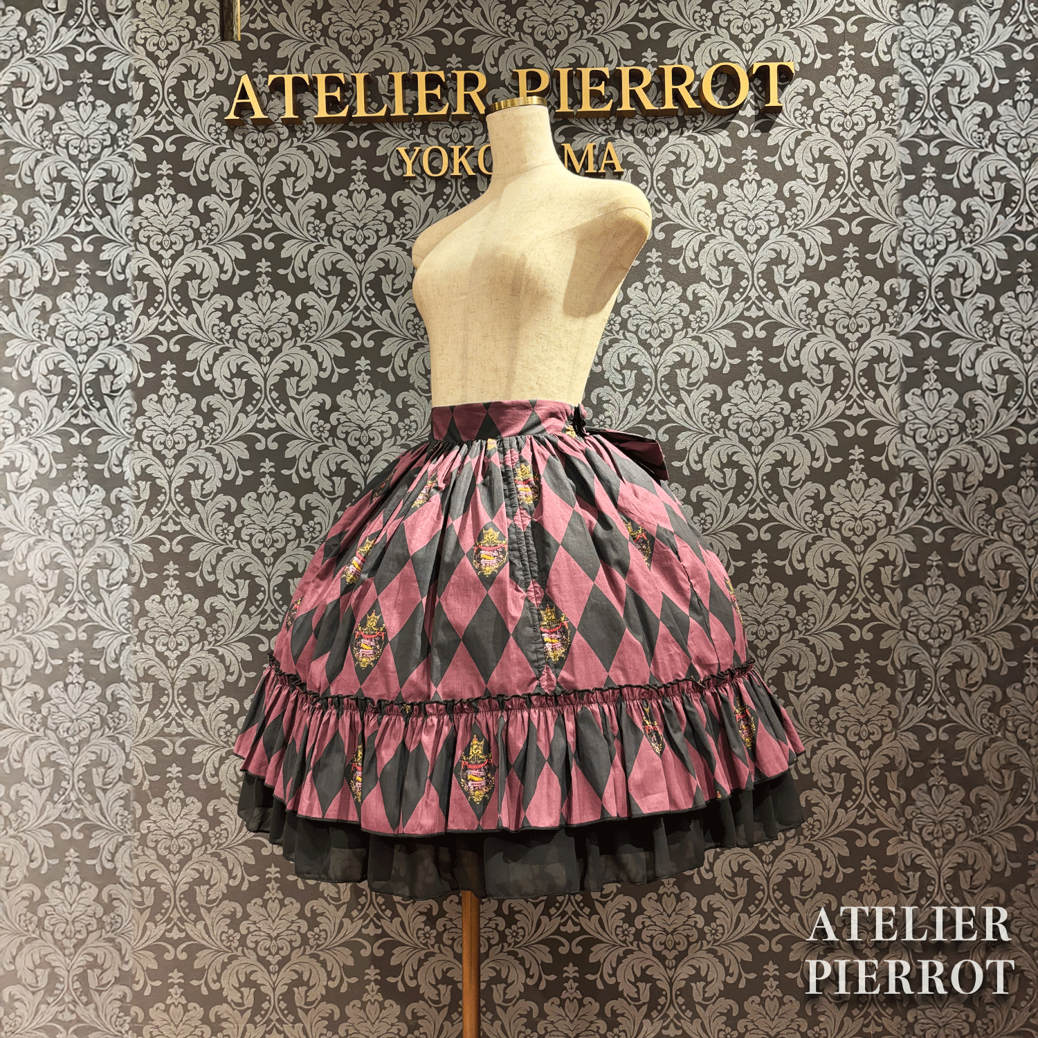 【ATELIER PIERROT“Diamond Circus”Skirt白×白/酒/紫/绿/黑×白