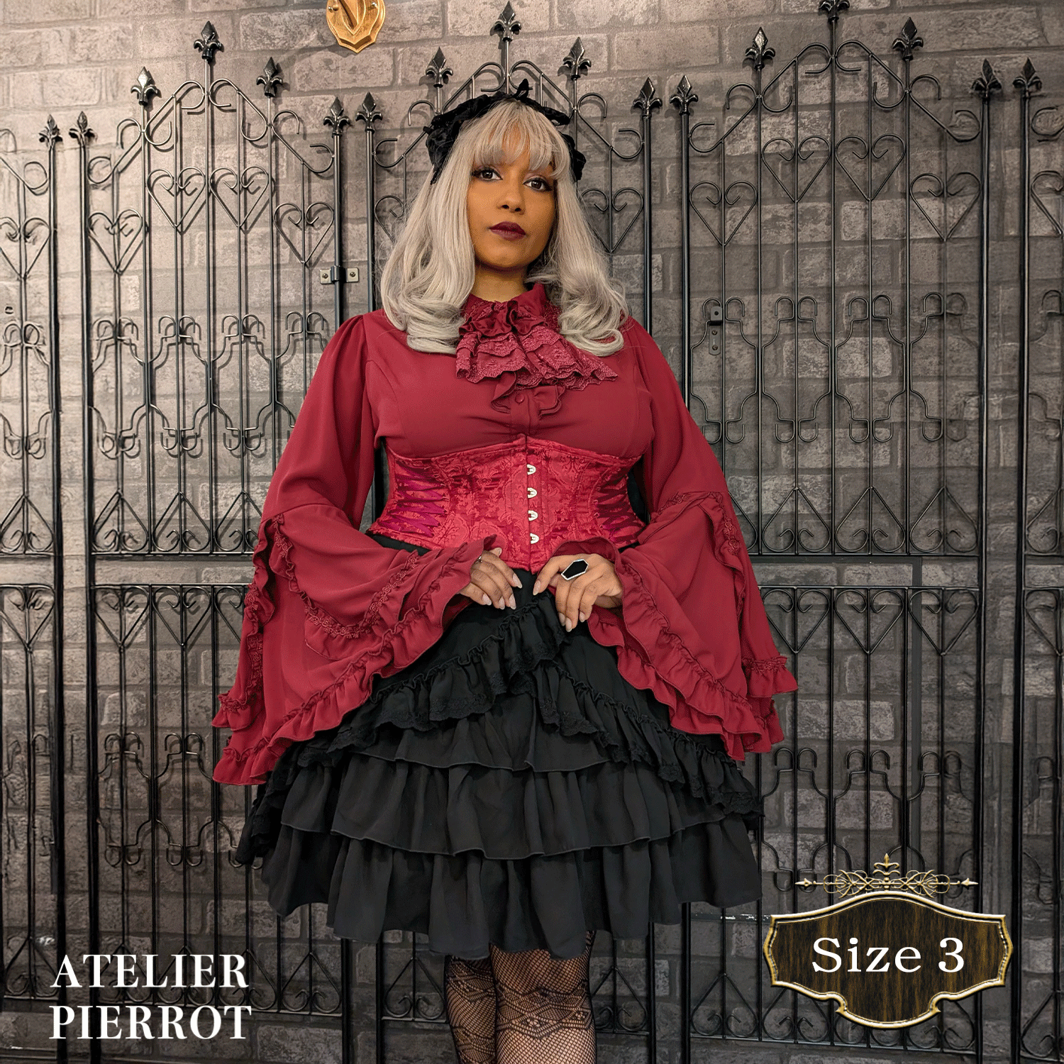 【ATELIER PIERROT】路易絲jabot襯衫加大小白色/波爾多/紫色/黑色尺寸2/尺寸3 ★從早期到6月中旬發布★