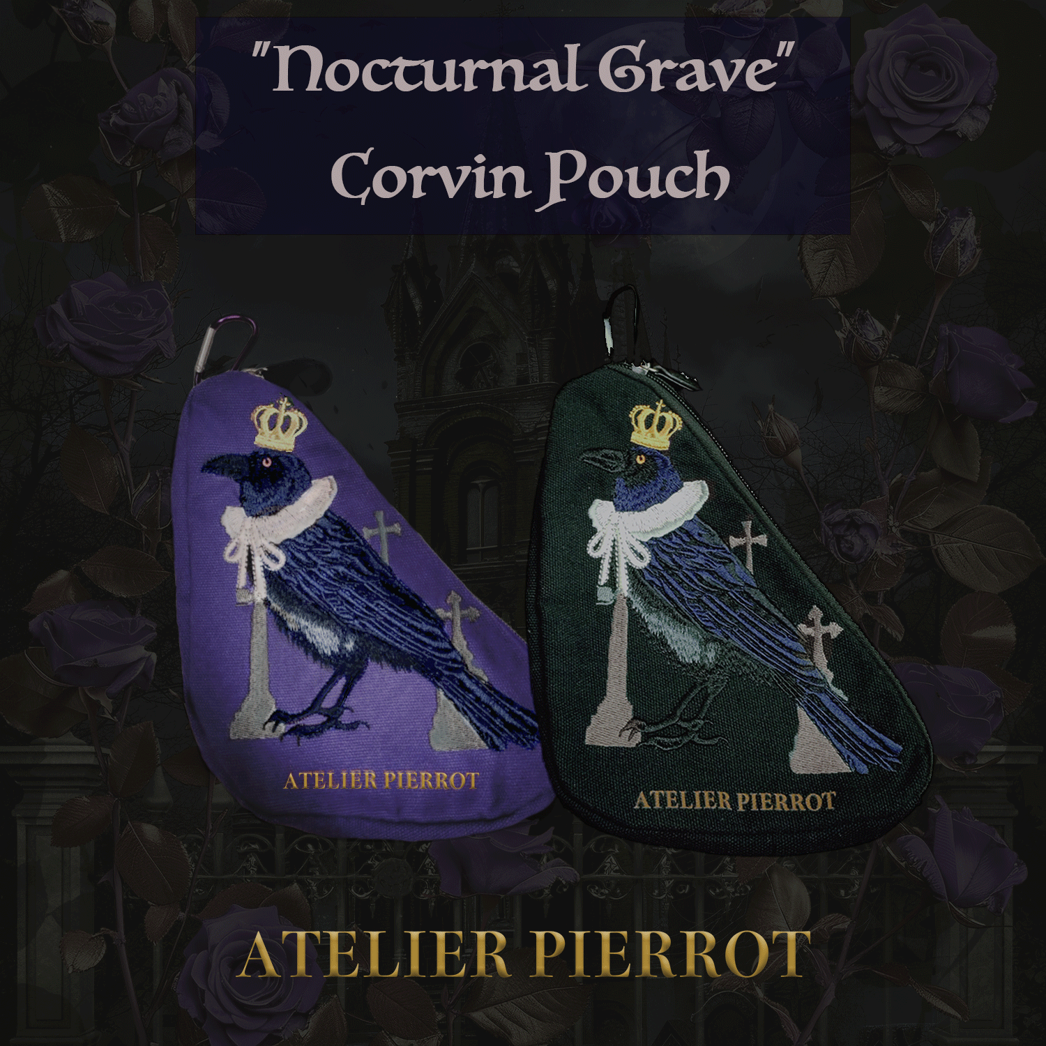 【ATELIER PIERROT】　"Nocturnal Grave" Corvin Pouch　パープル/ブラック