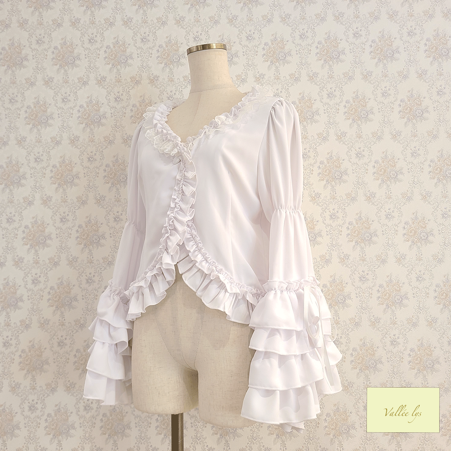 【Vallée lys】ヴァレリス　　Fairy Tale Ruffle Chiffon Bolero　White/ Black