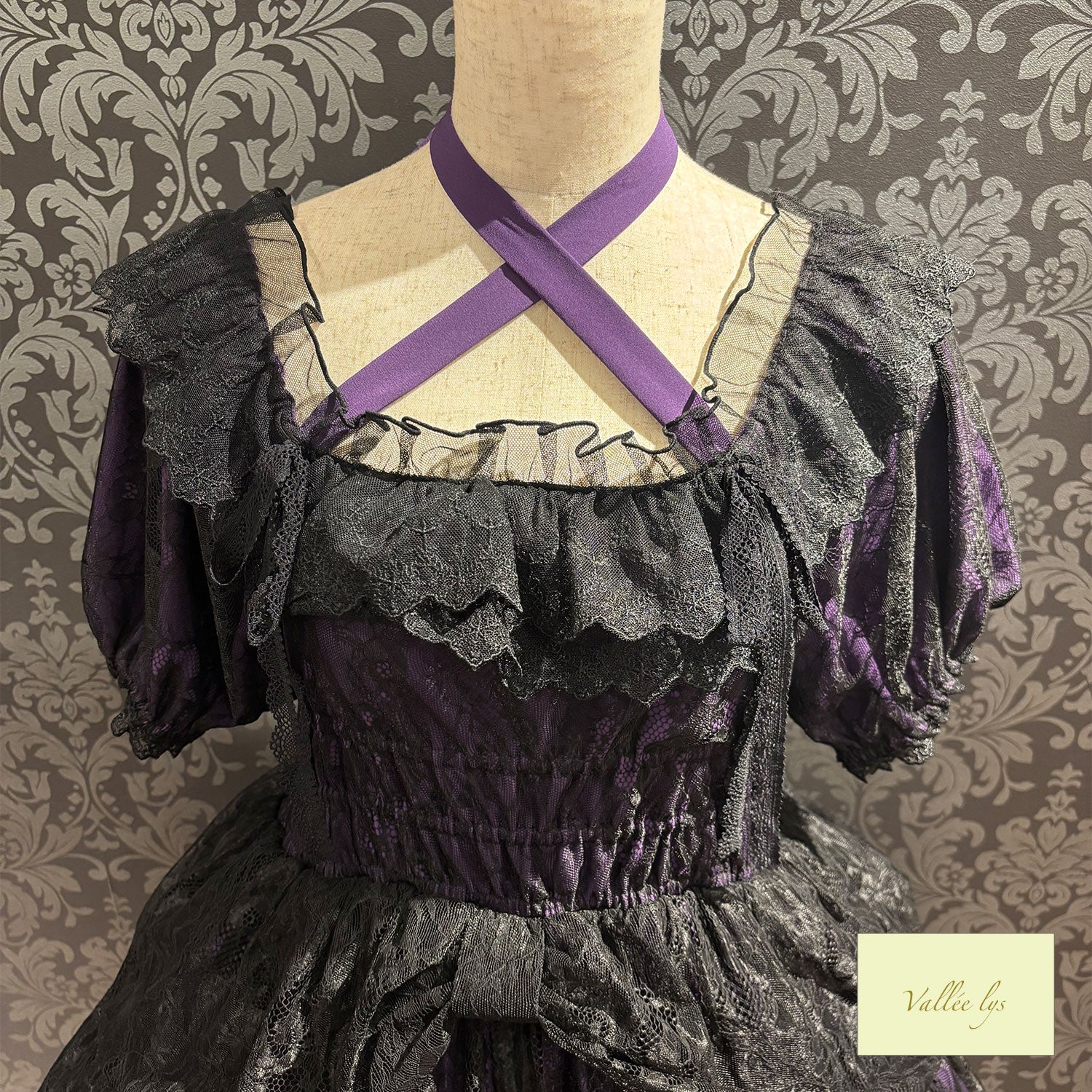 [Vallée lys] Valée Mellow Melody Dress new colorWhite/Bordeaux×Black/Navy×Black/New colorPurple×Black/Black×White/Black