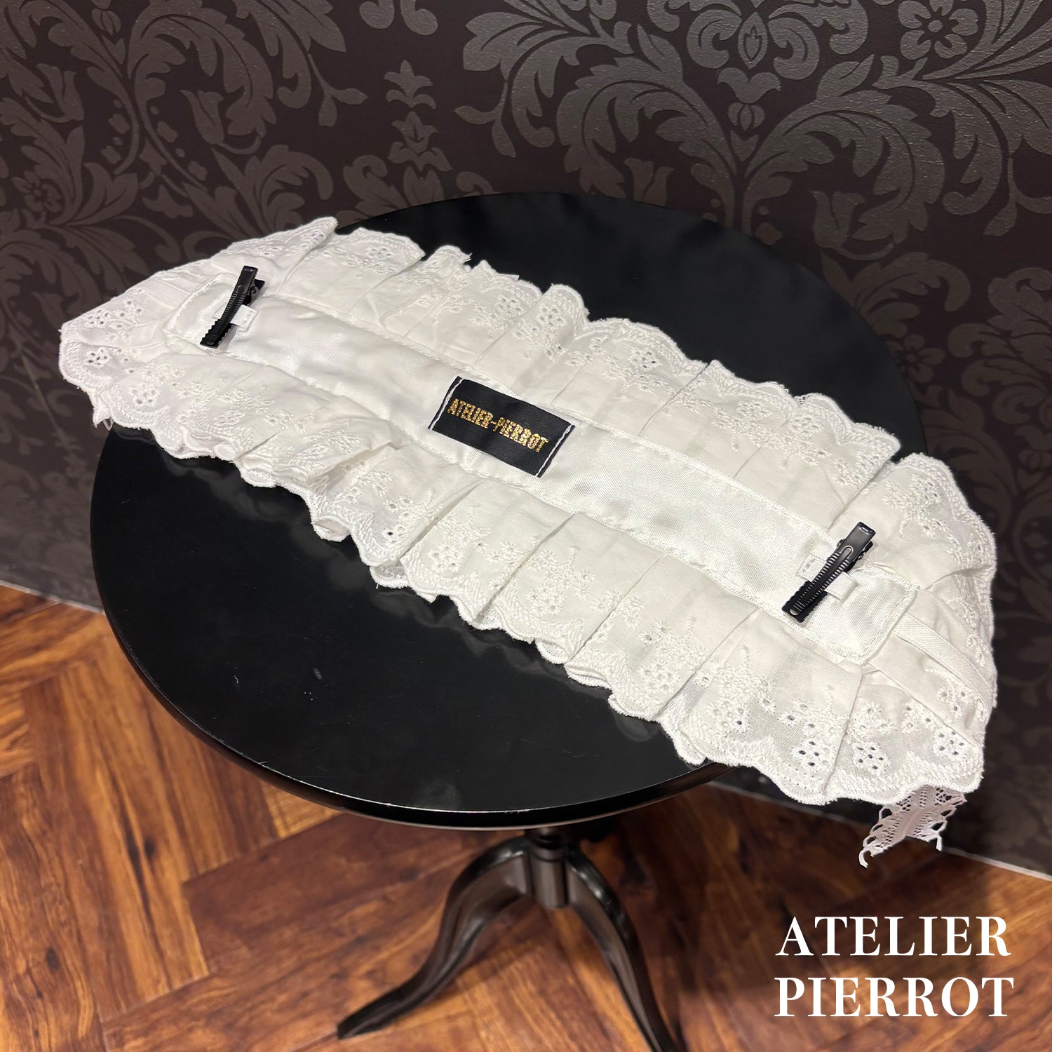 【ATELIER PIERROT】　Mimi de Chat Lace Headdress　ホワイト/ブラック×ホワイト/ブラック