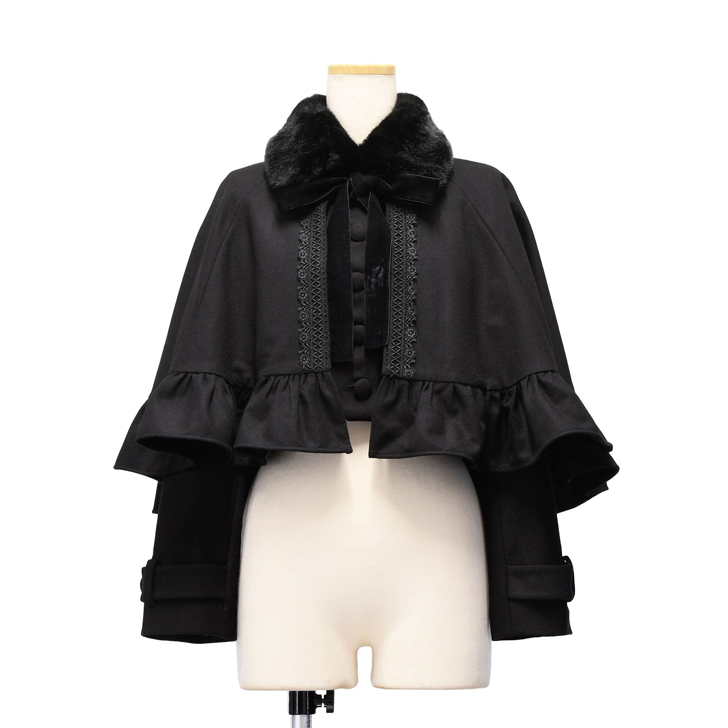 【Sheglit】シェグリット　●予約●"Gretel"ショートケープコート　ボルドー/ブラック　Mサイズ/Lサイズ