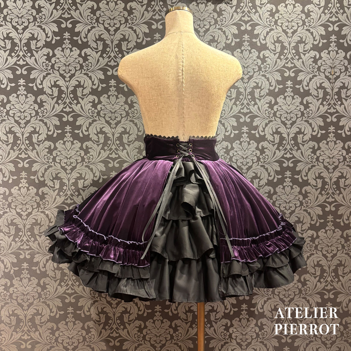 【ATELIER PIERROT】　★ご予約受付中★ Adenophora Lace-Up Skirt  　ボルドー/新色パープル/ネイビー/ブラック　