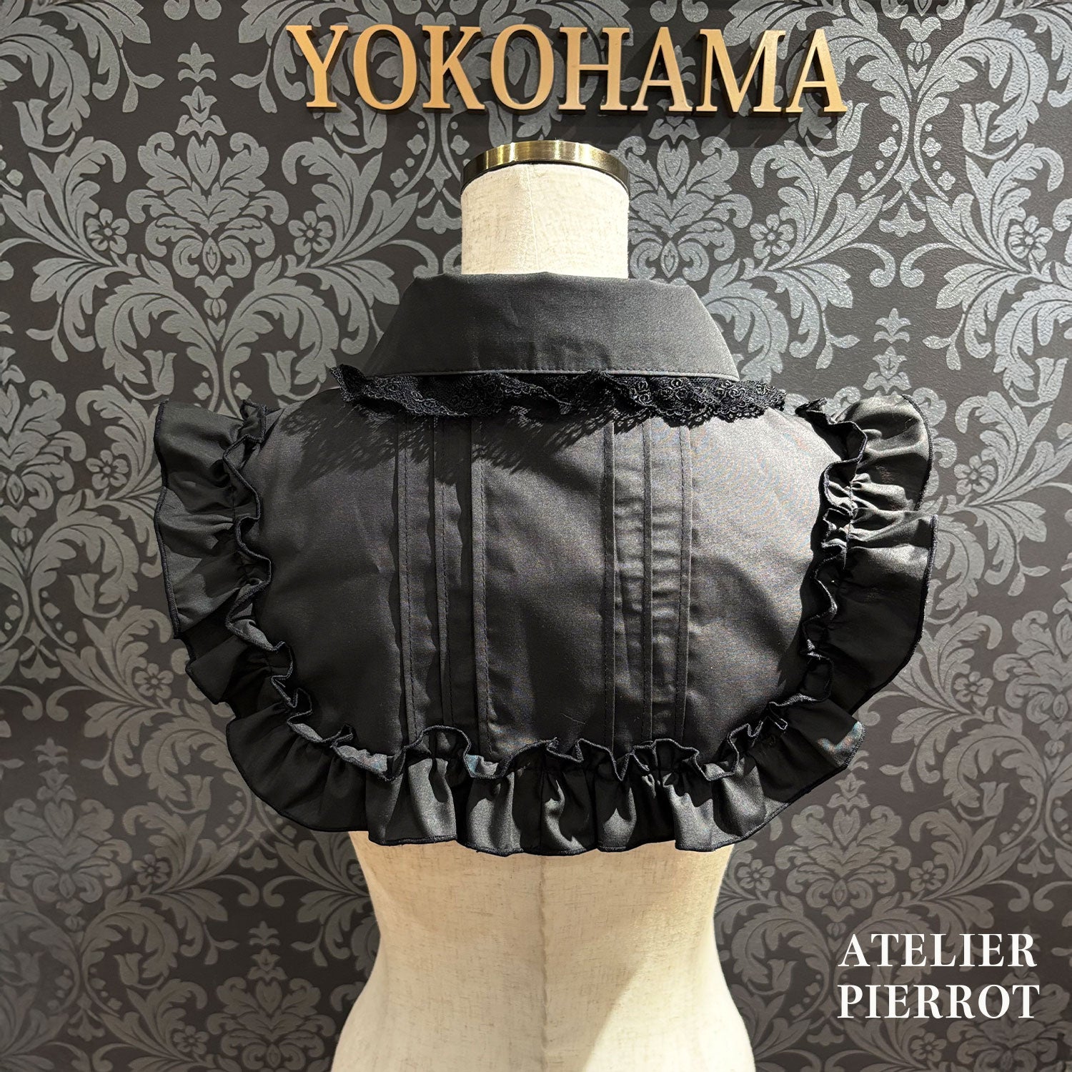 【ATELIER PIERROT] Attached collar/round collarWhite/Black