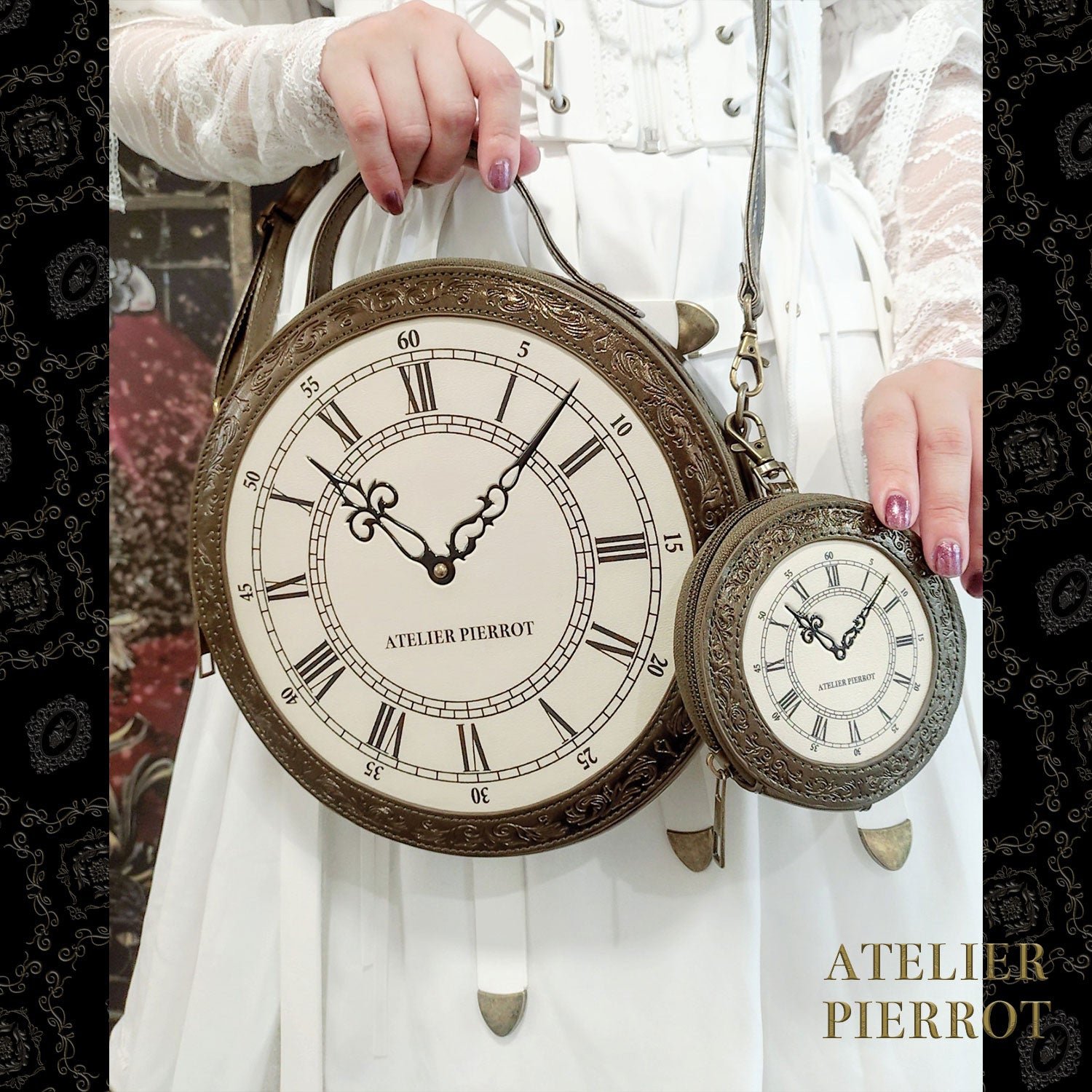 【ATELIER PIERROT】“Aeon” Clock Shoulder Bag　ブロンズ/ブラック