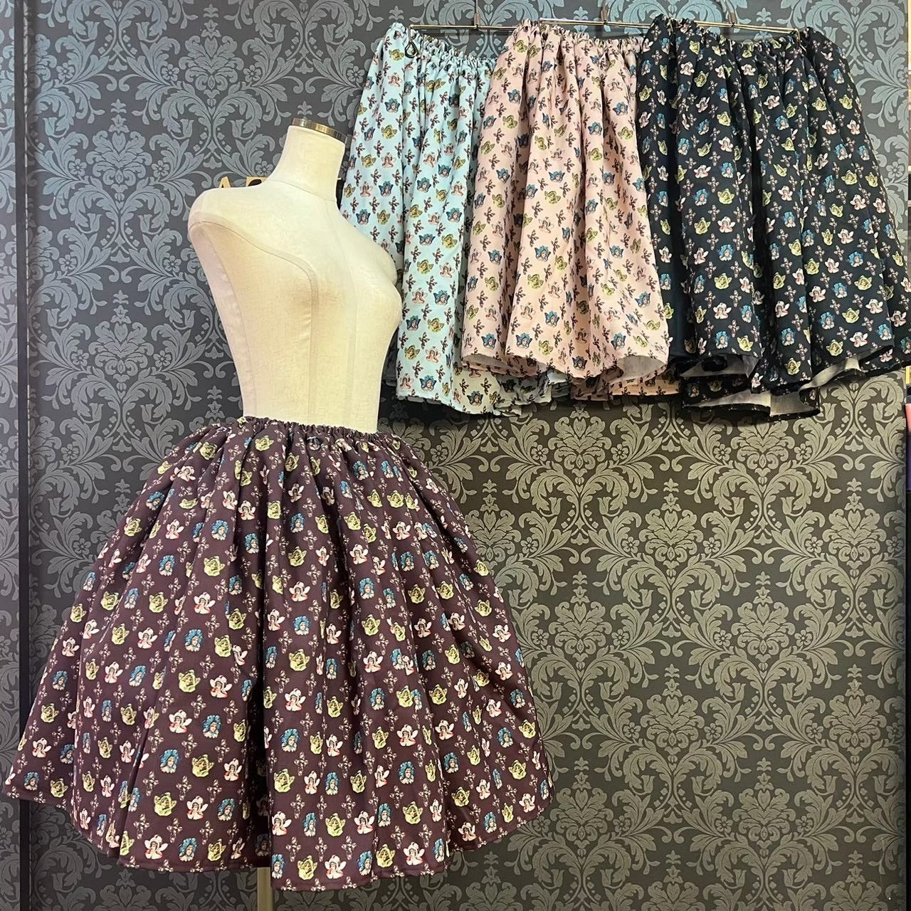 [MORUN × MUUNA STOIK] Moll Moon Moonast Ic FAIRY GIRLS Skirt Pink/Bordeaux/Blue/Black