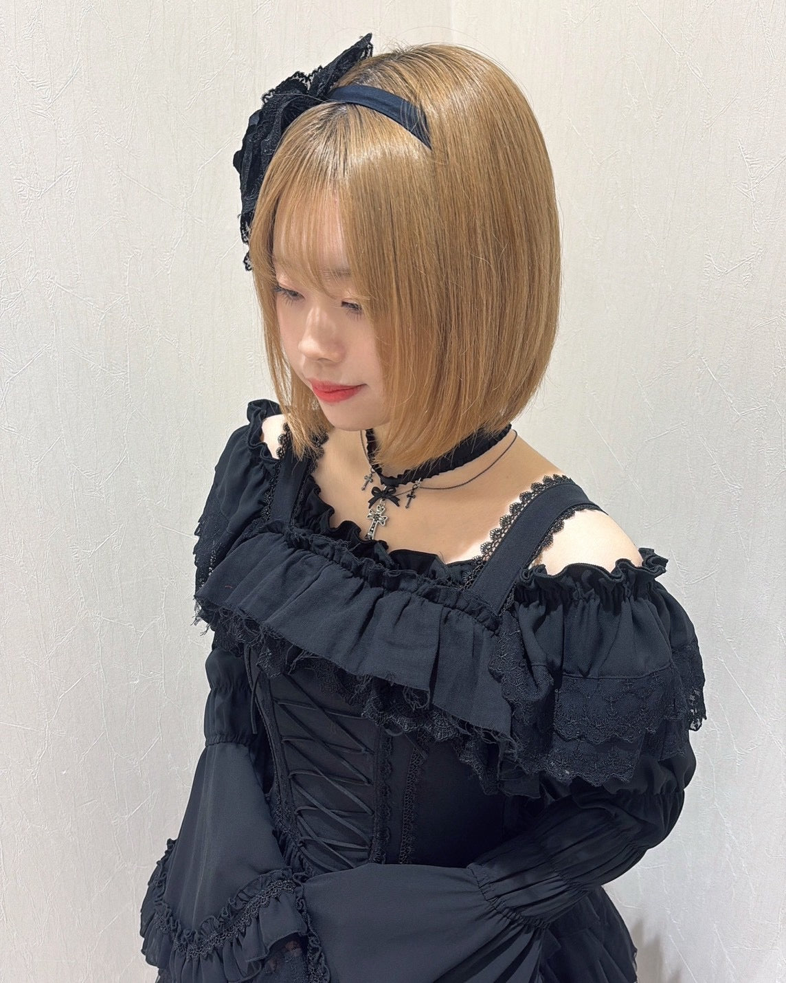 【Vallée lys】ヴァレリス　Nonette Gauze Jumperskirt　ボルドー/グレー/ブラック　サイズ１　★11月下旬~12月上旬発売★