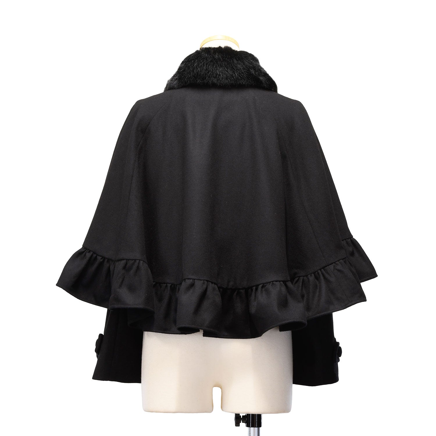 【Sheglit】シェグリット　●予約●"Gretel"ショートケープコート　ボルドー/ブラック　Mサイズ/Lサイズ