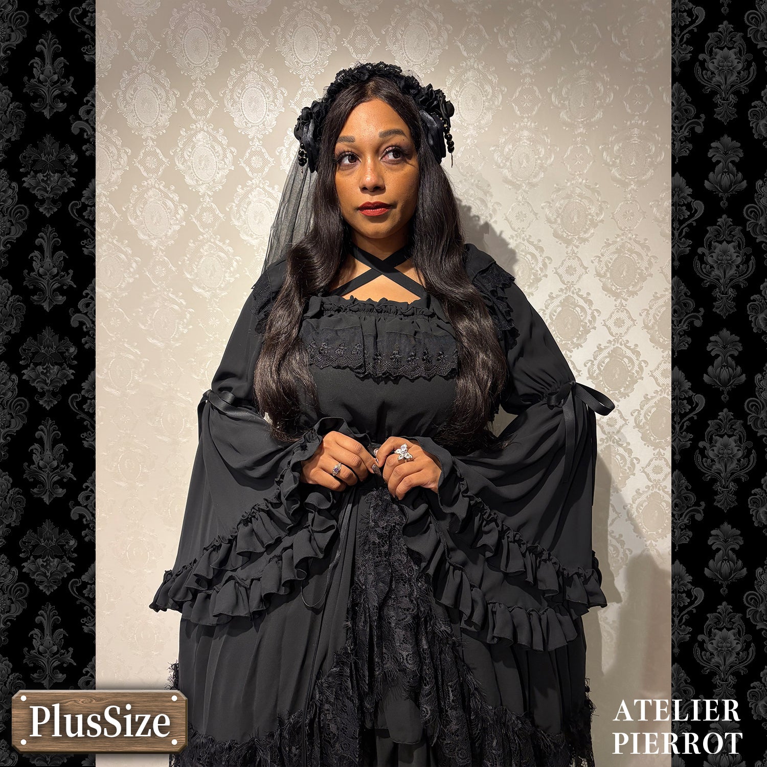 【ATELIER PIERROT】　★ご予約受付中★ Cathedral Veil  Jumper Skirt 　ホワイト/ボルドー/パープル/ネイビー/ブラック　プラスサイズ