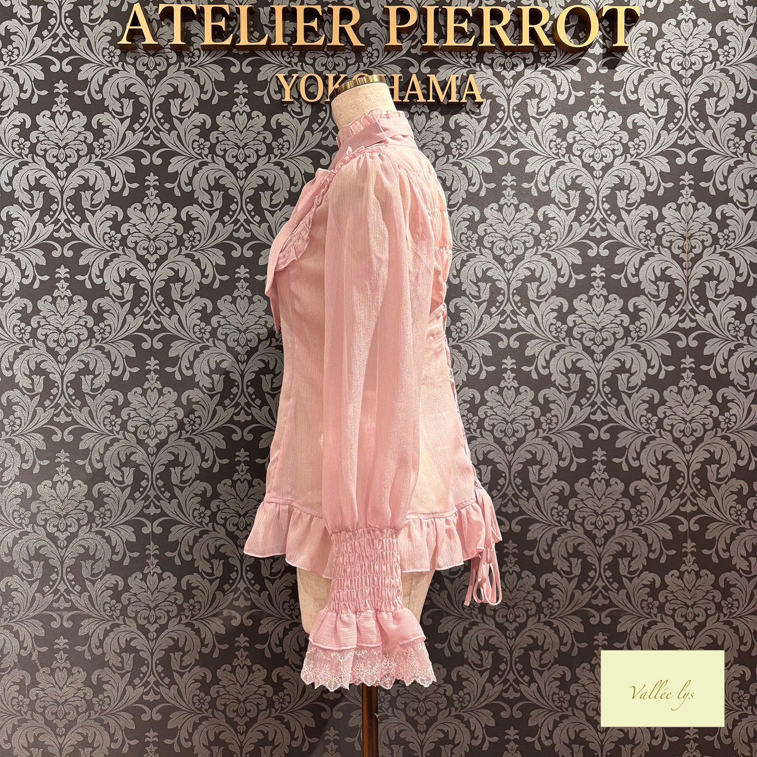 【Vallée lys】ヴァレリス　Ethereal Ribbon Blouse　ホワイト/ピンク/ブラック