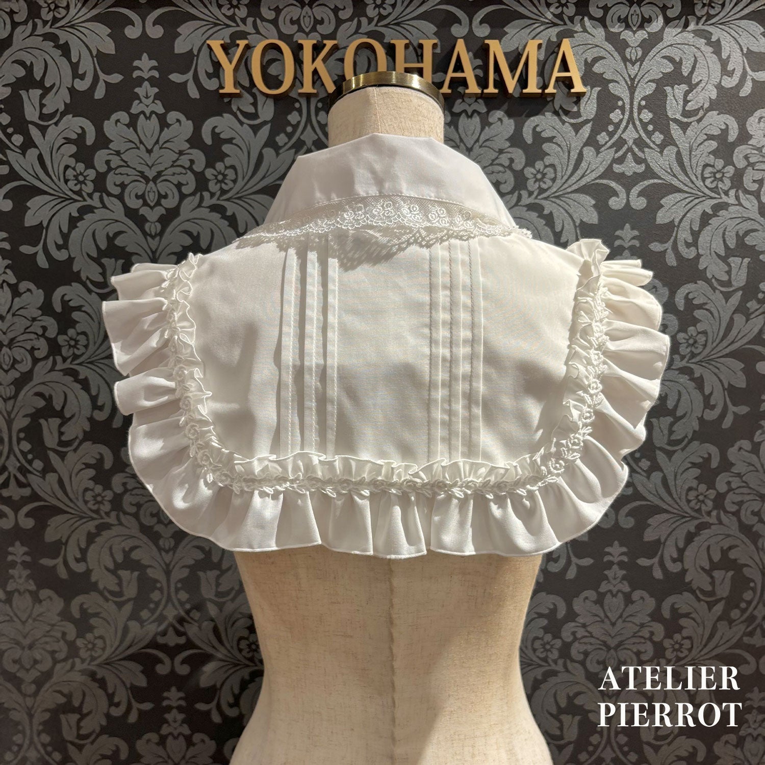 【ATELIER PIERROT] Attached collar/round collarWhite/Black