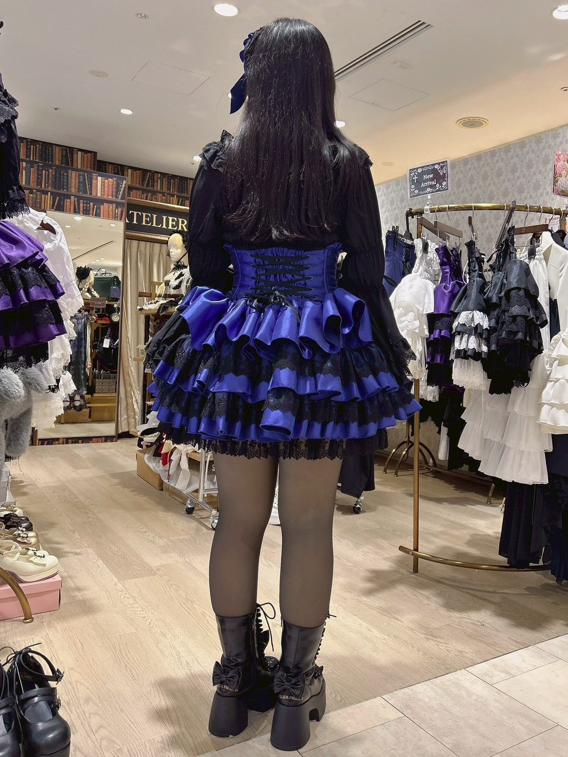 【ATELIER PIERROT] Mini-jupe corsetWhite/Bordeaux/Purple/Navy/Black×White/Black　★Période de commande jusqu'au 20 février (vendredi)★