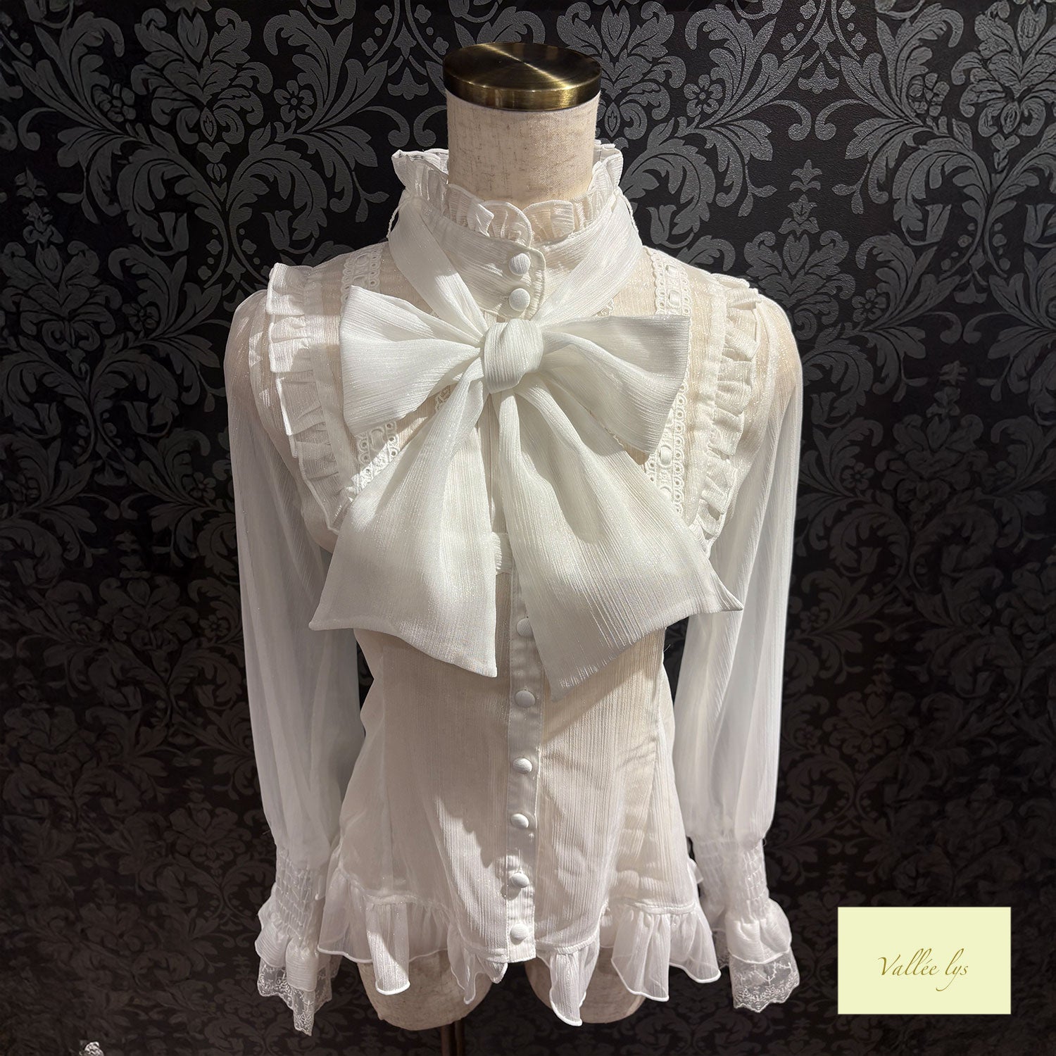 【Vallée lys】ヴァレリス　Ethereal Ribbon Blouse　ホワイト/ピンク/ブラック