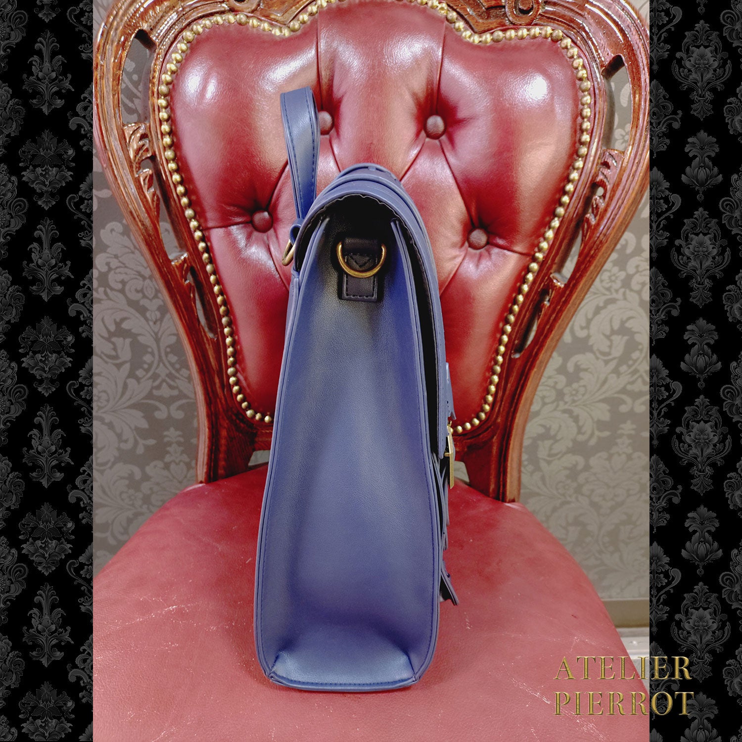 【ATELIER PIERROT】　“Nocturnal Grave”Mended Satchel　ボルドー/ネイビー/ブラック