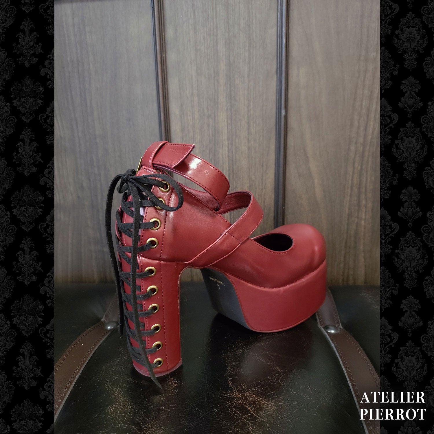 【ATELIER PIERROT】　★Now accepting reservations★ Coffin Buckle Lace-Up Platform PumpsWhite/Bordeaux/gold/BlackS/M/L/XL