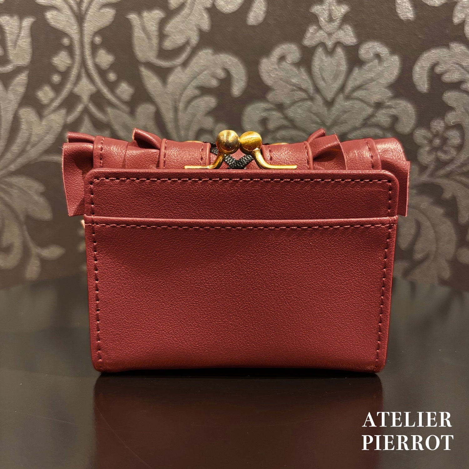 【ATELIER PIERROT】　Doll’s Frill Mini WalletWhite/Bordeaux/Black