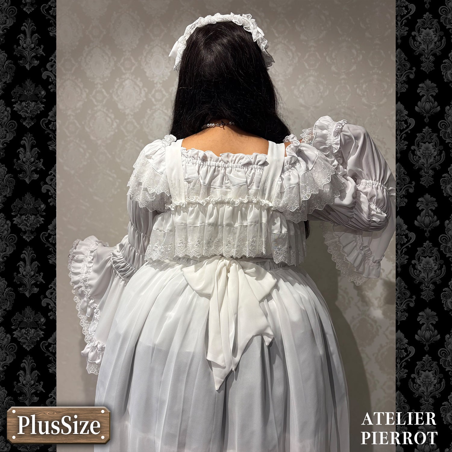 【ATELIER PIERROT】　★ご予約受付中★ Cathedral Veil  Jumper Skirt 　ホワイト/ボルドー/パープル/ネイビー/ブラック　プラスサイズ