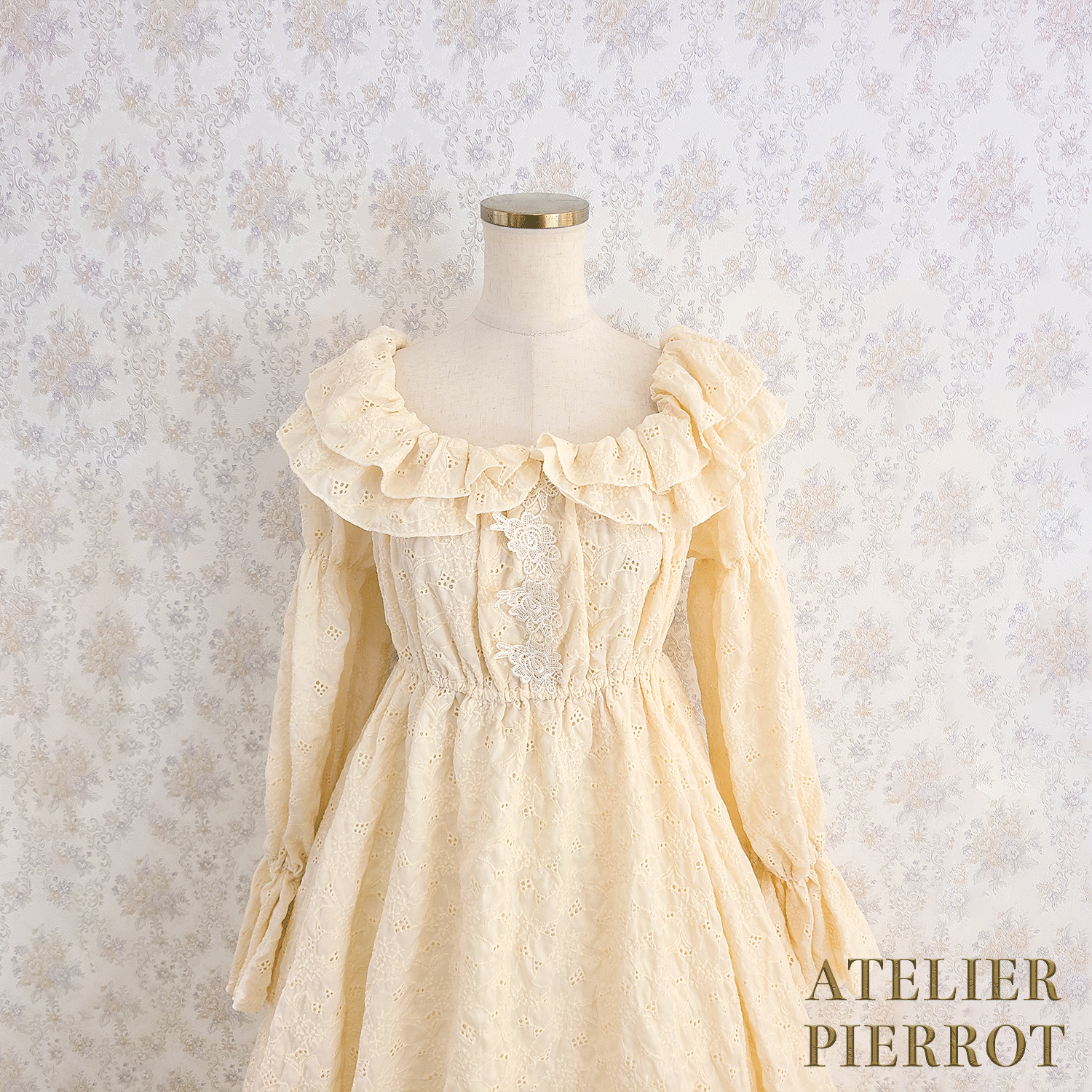 【ATELIER PIERROT】　Josephine Dress　Ivory/Mint/Pink/ Black