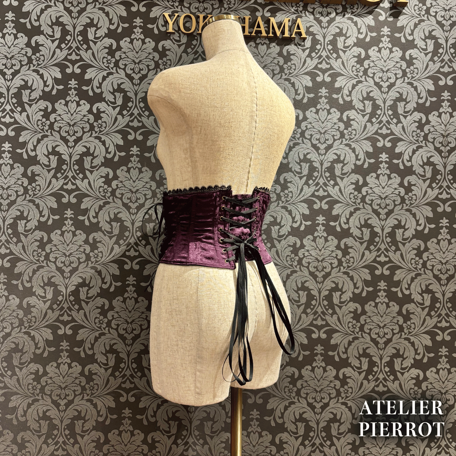【ATELIER PIERROT】　Thorned Rose Corset　ホワイト/ボルドー/パープル/ネイビー/ブラック×ホワイト/ブラック　★11月中旬〜下旬発売★