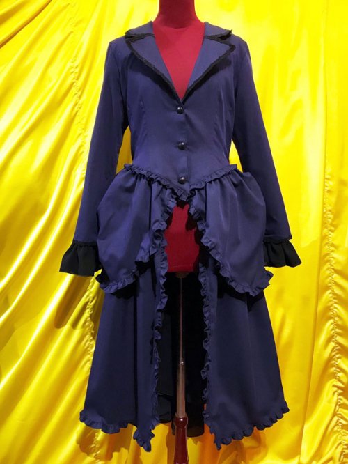 [Marmor] Marmor Victorian Long Kleiderjacke: Marine x Schwarzer Chiffon