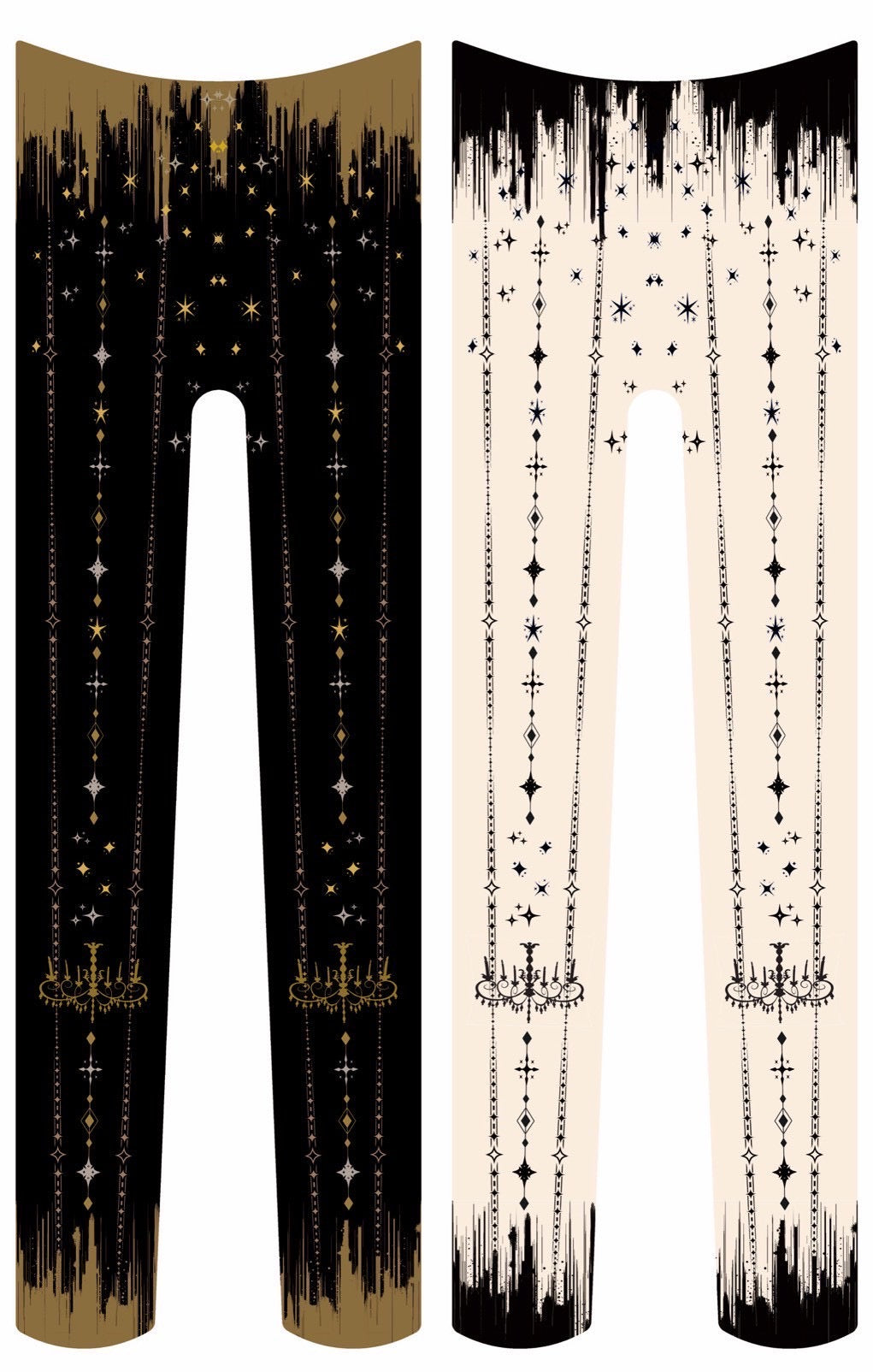 [Morun×Muuna Stoik] Morun Muuna Stoik Collants Starlight Ivoire x Noir/Noir x Or