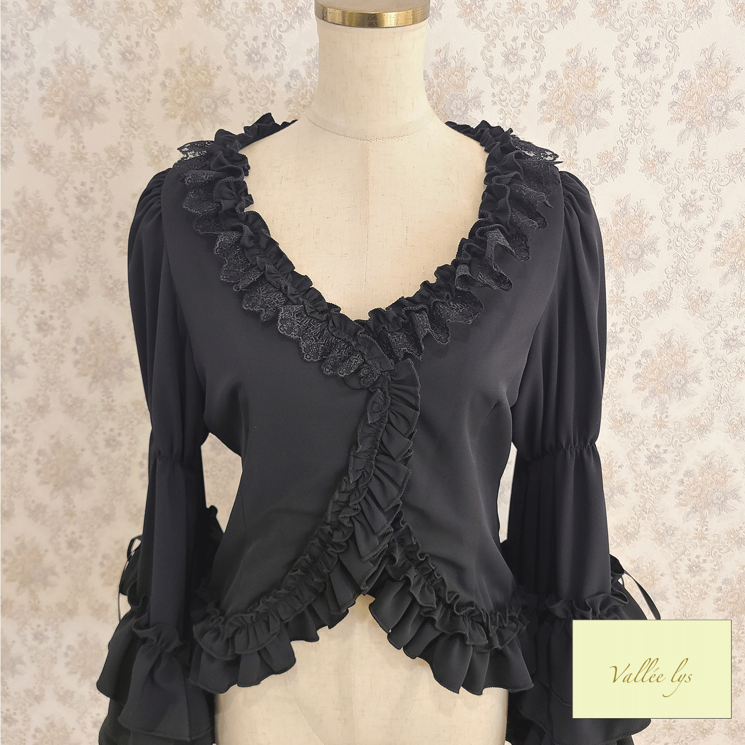 【Vallée lys】ヴァレリス　　Fairy Tale Ruffle Chiffon Bolero　White/ Black