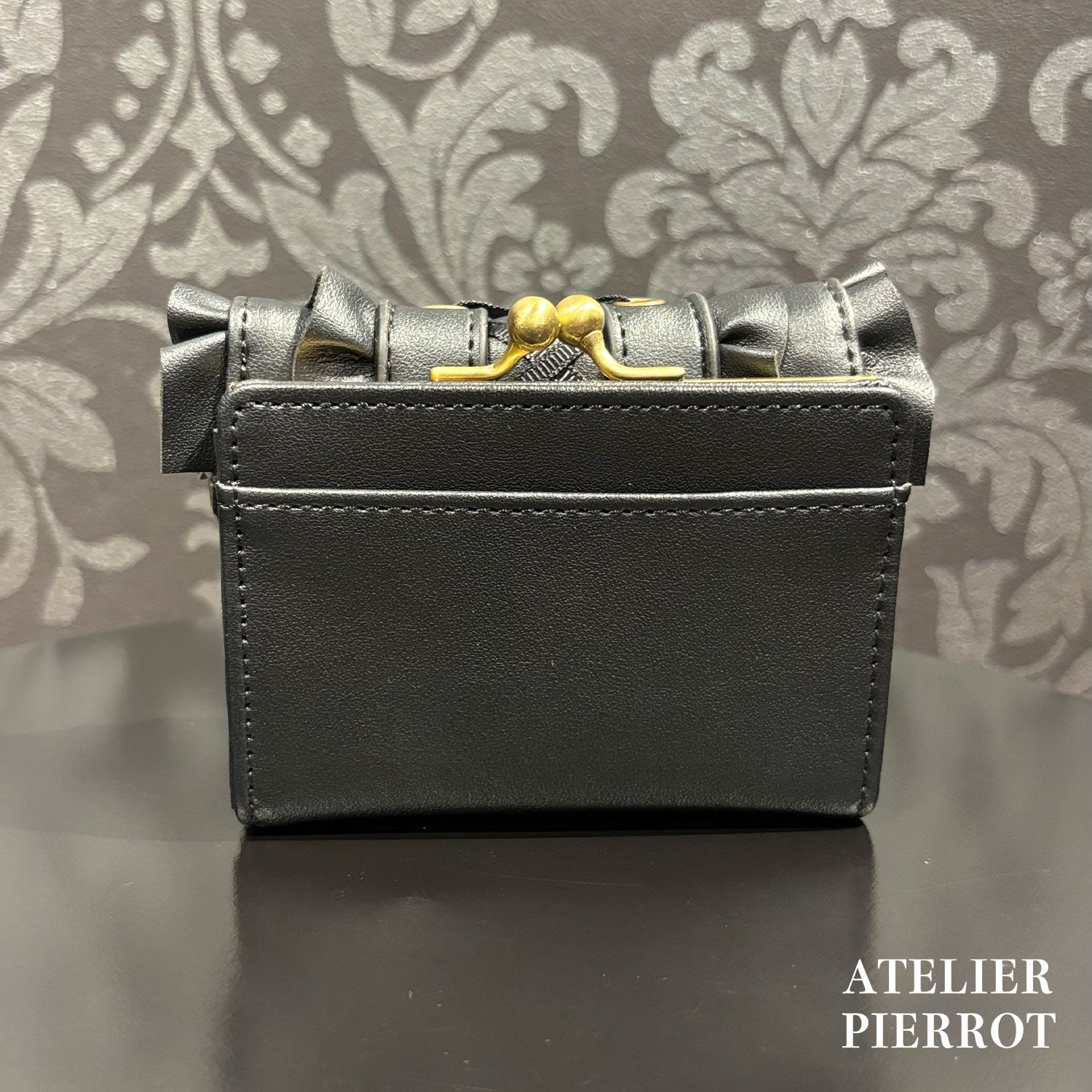 【ATELIER PIERROT】　Doll’s Frill Mini WalletWhite/Bordeaux/Black