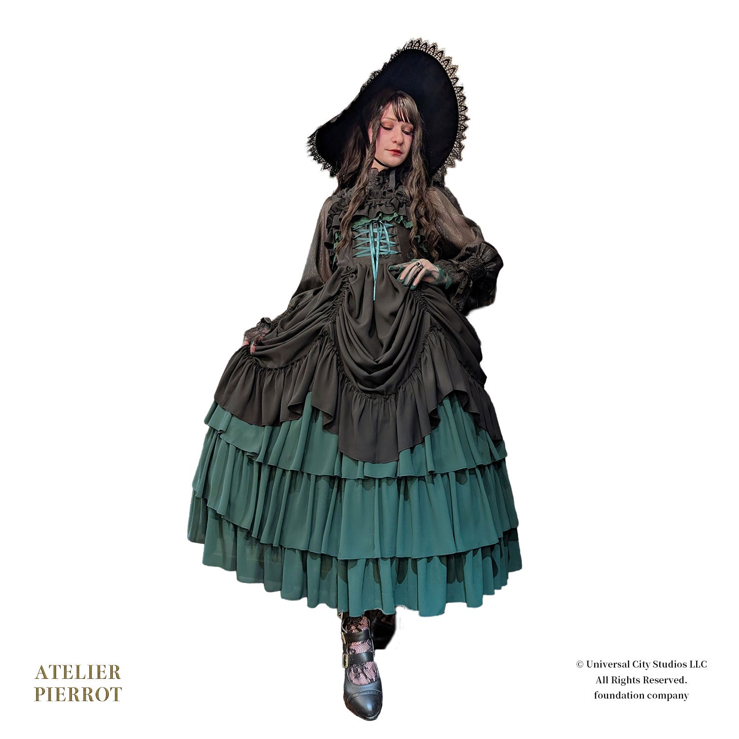 【ATELIER PIERROT] WICKED/Elphaba's Long Bustle JSK Noir x Vert/Noir x Noir