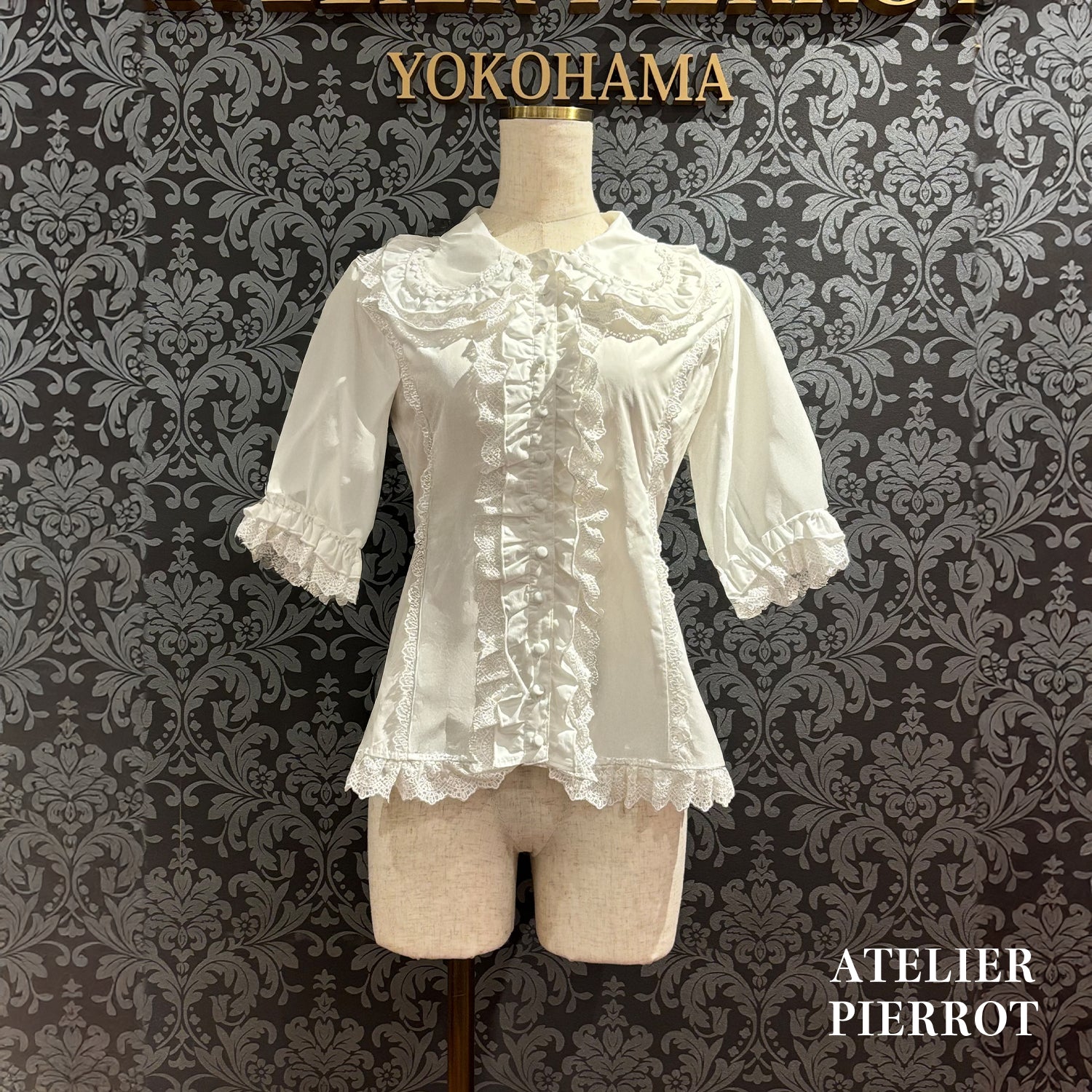 【ATELIER PIERROT】　★ご予約受付中★ Petite Rose Blouse　ホワイト/ボルドー/ブラック