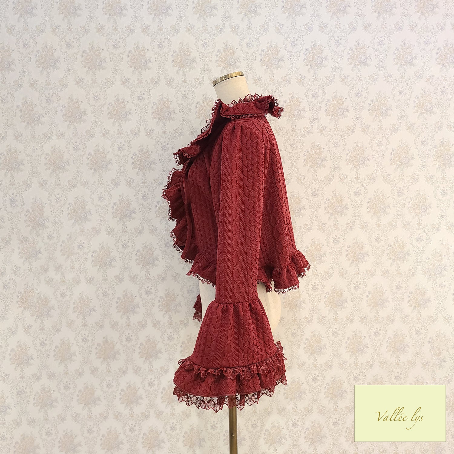 【Vallée lys】ヴァレリス　Petal Bloom Cardigan　Ivory/Bordeaux/Green/ Black