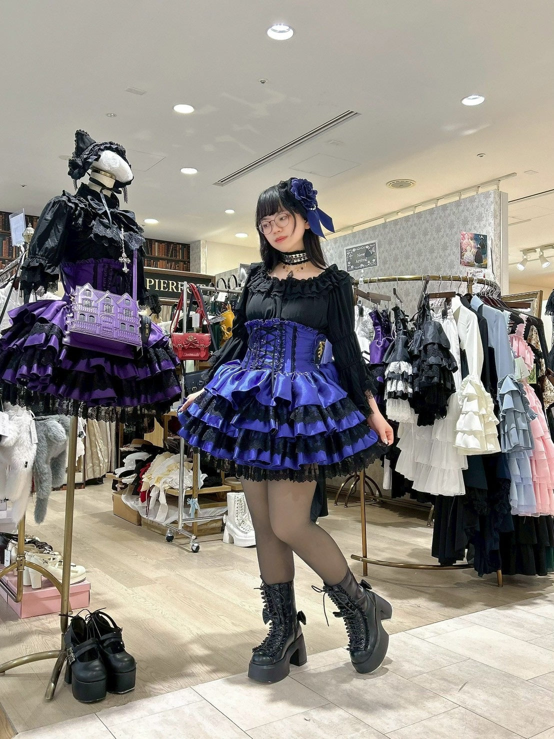 【ATELIER PIERROT] Mini-jupe corsetWhite/Bordeaux/Purple/Navy/Black×White/Black　★Période de commande jusqu'au 20 février (vendredi)★