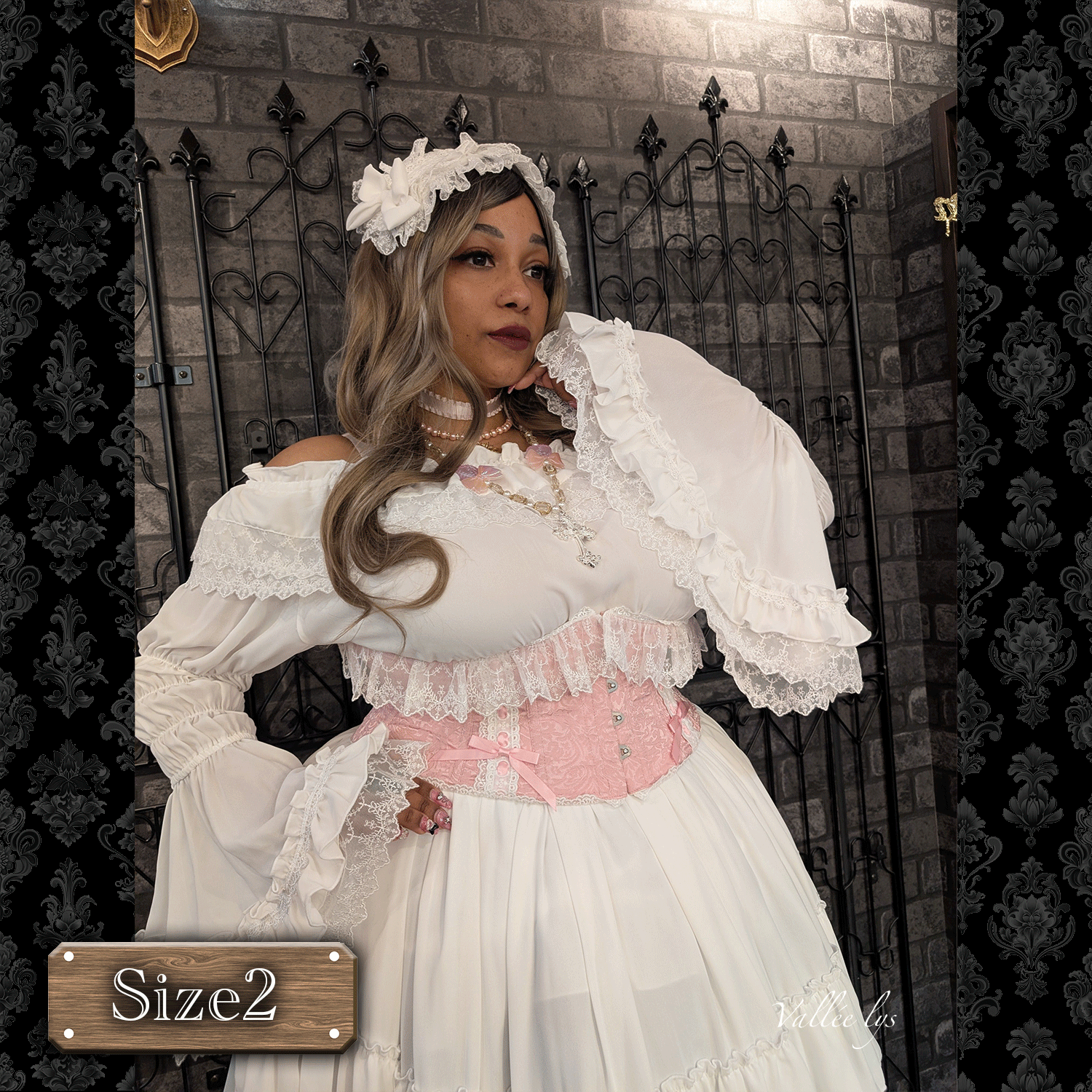 [Vallee Lys] Valleris Fleur de Brume Corset White/Pink/Bordeaux/Navy/Black Plussize★주문 기간은 2025 년 8 월 3 일까지★